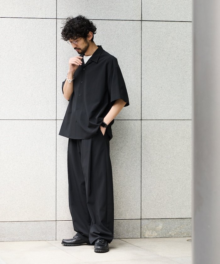 【フリークスストア/FREAK'S STORE】のリラックスフィット リネンタッチ セットアップ/オープンカラーシャツ/ワイドスラックス 【限定展開】 インテリア・キッズ・メンズ・レディースファッション・服の通販 founy(ファニー) 　ファッション　Fashion　メンズファッション　Fashion for Men　セットアップ　Matching Sets　インナー　Innerwear　カーゴパンツ　Cargo Pants, Utility Pants　軽量　Lightweight, Ultra Light　ショーツ　Shorts, Short Pants　シンプル　Simple, Minimal　スラックス　Slacks, Dress Pants　セットアップ　Set-Up, Coordinated Outfit　タンク　Tank Top, Sleeveless Top　デニム　Denim, Jeans Material　トレンド　Trend, Trending Now　定番　Standard, Basic Item　人気　Popular, Best Seller　バランス　Balance, Style Balance　ビッグ　Big, Oversized　フィット　Fit, Slim Fit　ベーシック　Basic, Essential　ボトム　Bottoms, Lower Wear　リラックス　Relax, Relaxed Fit　ワイド　Wide, Wide Fit　S/S・春夏　SS, Spring/Summer, Warm Season　おすすめ　Recommended / Our Picks　夏　Summer　2026年　2026　ブラック|ID: prp329100004867884 ipo3291000000036264335