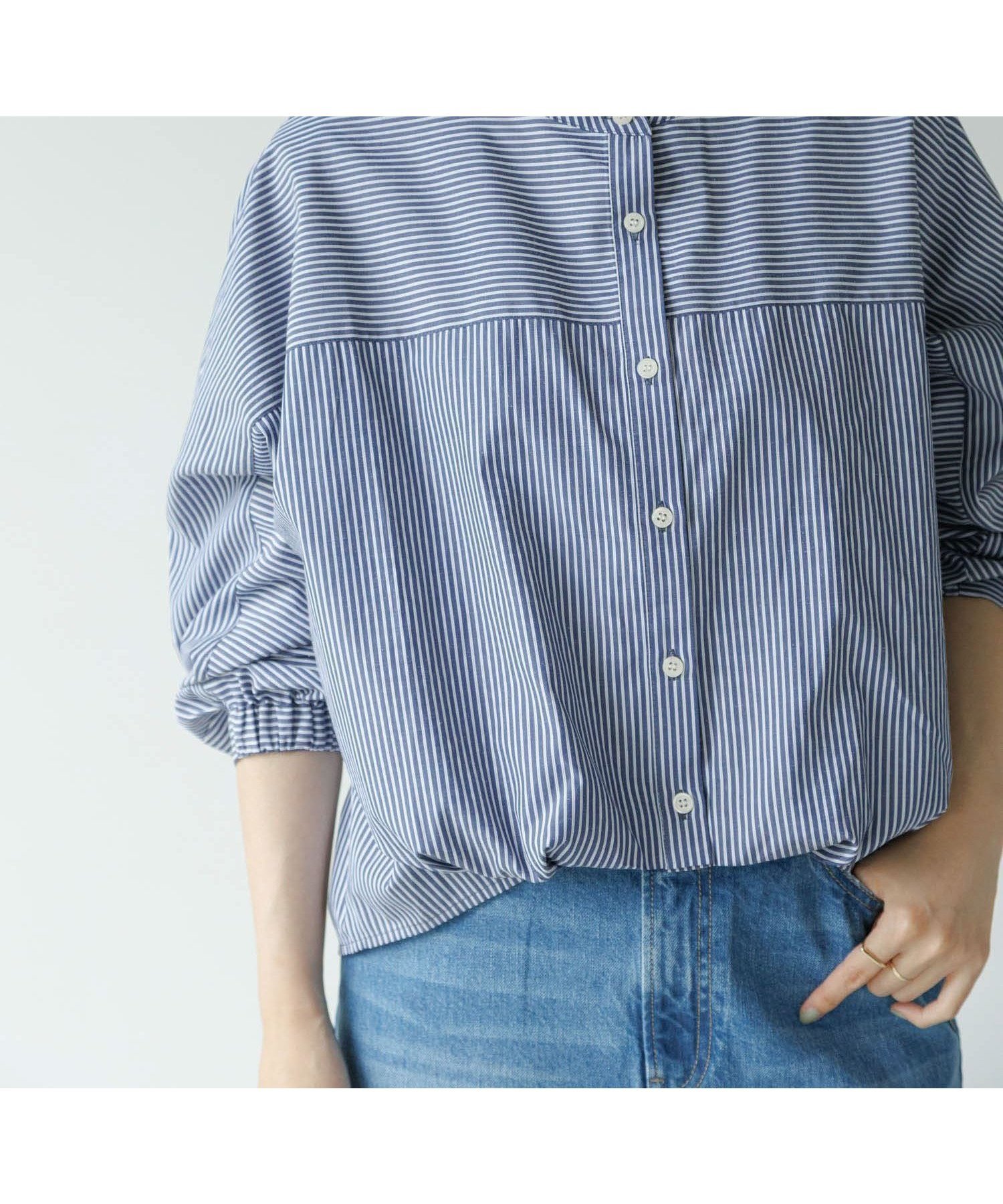 【サニーレーベル/Sonny Label / URBAN RESEARCH】の『WEB限定』フロントタックバンドカラーシャツ インテリア・キッズ・メンズ・レディースファッション・服の通販 founy(ファニー) 　ファッション　Fashion　レディースファッション　Fashion for Women　トップス・カットソー　Cut & Sew Tops　シャツ・ブラウス・オフィスカジュアル　Elegant Blouses & Button-Ups　2026年　2026　おすすめ　Recommended / Our Picks　バランス　Balance, Style Balance　ワイド　Wide, Wide Fit　夏　Summer　S/S・春夏　SS, Spring/Summer, Warm Season　ブルー|ID: prp329100004867887 ipo3291000000036264726