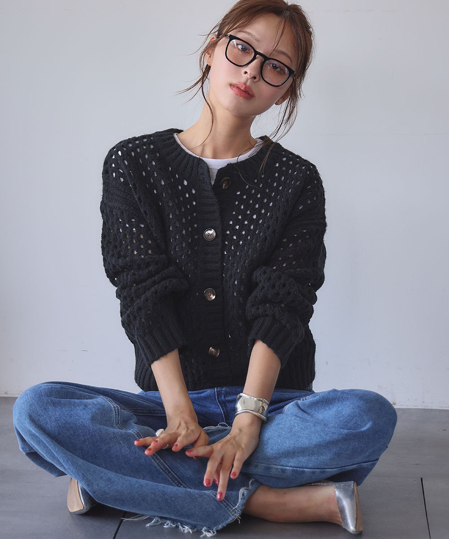 【その他のブランド/Other】のメッシュ ニット カーディガン インテリア・キッズ・メンズ・レディースファッション・服の通販 founy(ファニー) 　ファッション　Fashion　レディースファッション　Fashion for Women　トップス・カットソー　Cut & Sew Tops　ニット　Knit Tops & Sweaters　カーディガン・羽織り　Layered Style Cardigans　インナー　Innerwear　カーディガン　Cardigan, Knitwear　シンプル　Simple, Minimal　透かし　Cut-Out, Lacework　デニム　Denim, Jeans Material　トレンド　Trend, Trending Now　人気　Popular, Best Seller　フェミニン　Feminine, Girly　マキシ　Maxi, Full Length　メッシュ　Mesh, Net Fabric　ロング　Long, Long-Length　A/W・秋冬　Autumn/Winter　再入荷　Restock / Back in Stock　エレガント 上品　Elegant　BK|ID: prp329100004867895 ipo3291000000036265732