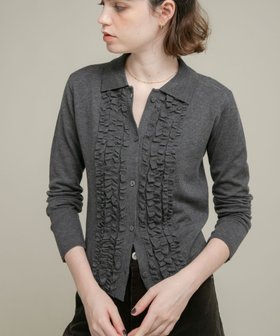 【サニーレーベル/Sonny Label / URBAN RESEARCH】のシルク混フリルニットシャツ 人気、トレンドファッション・服の通販 founy(ファニー) ファッション Fashion レディースファッション Fashion for Women トップス・カットソー Cut & Sew Tops ニット Knit Tops & Sweaters シャツ・ブラウス・オフィスカジュアル Elegant Blouses & Button-Ups 2025年 2025 2025-2026秋冬・A/W Autumn/Winter 2025–26 AW25–26 冬 Winter / This Winter おすすめ Recommended / Our Picks なめらか Smooth, Silky Texture インナー Innerwear コンパクト Compact, Small Size コーデュロイ Corduroy, Cord Fabric シルク Silk, 100% Silk チェック Check, Plaid, Tartan デニム Denim, Jeans Material トレンド Trend, Trending Now フリル Frill, Ruffle ボトム Bottoms, Lower Wear ロング Long, Long-Length A/W・秋冬 Autumn/Winter |ID:prp329100004867898