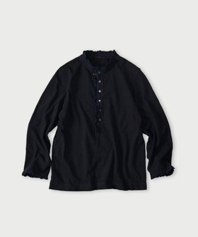 【フォーティファイブ アール/45R】のフリル天竺の四角ヘンリー(インディゴ 濃) 人気、トレンドファッション・服の通販 founy(ファニー) ファッション Fashion レディースファッション Fashion for Women インディゴ Indigo Denim グラデーション Gradient, Ombre コンパクト Compact, Small Size ダメージ Distressed, Destroyed デニム Denim, Jeans Material フリル Frill, Ruffle |ID:prp329100004867903