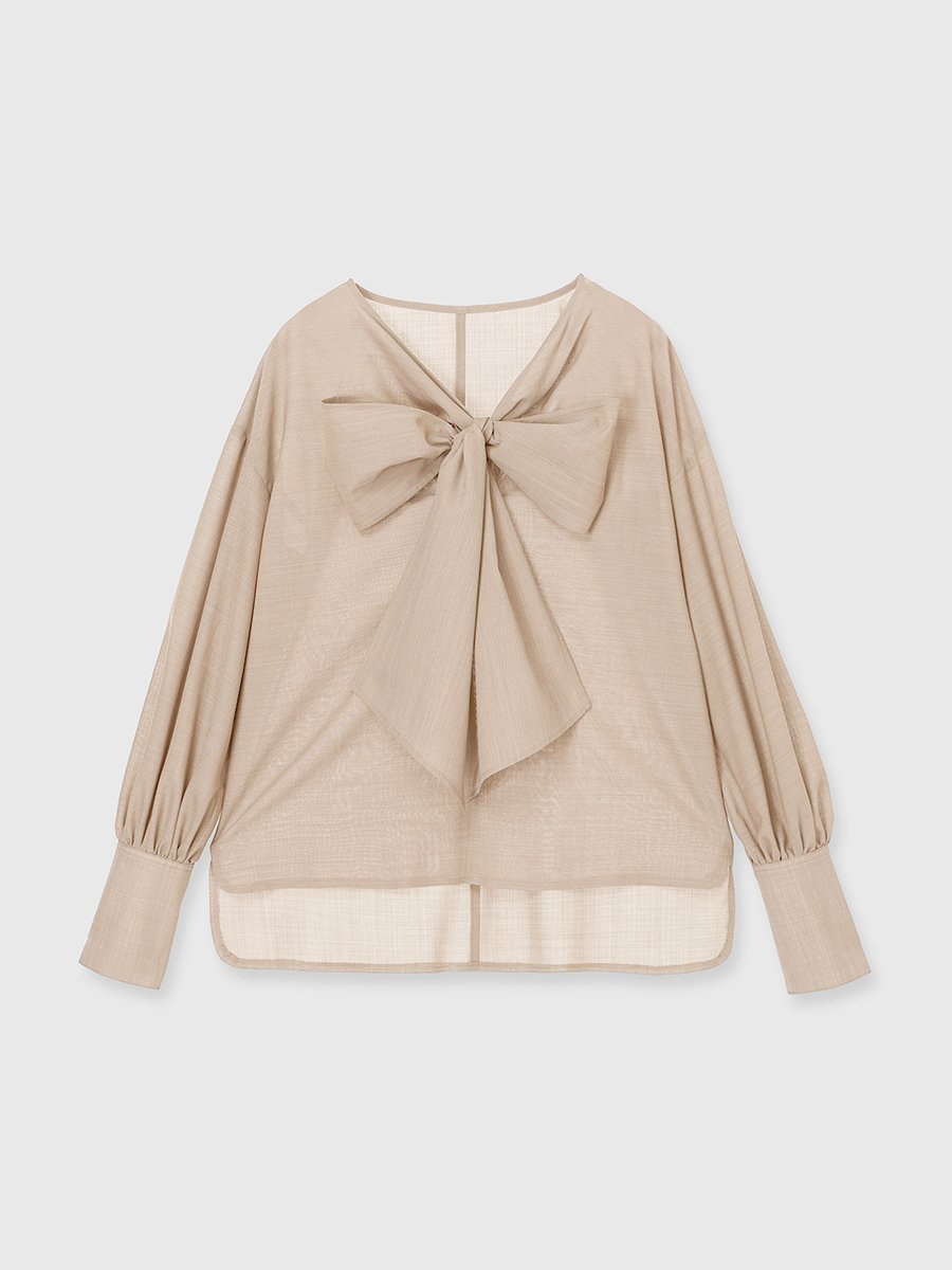 【アニュアンス/anuans】のフロントリボンブラウス インテリア・キッズ・メンズ・レディースファッション・服の通販 founy(ファニー) 　ファッション　Fashion　レディースファッション　Fashion for Women　トップス・カットソー　Cut & Sew Tops　シャツ・ブラウス・オフィスカジュアル　Elegant Blouses & Button-Ups　カフス　Cuff Design　シンプル　Simple, Minimal　スリーブ　Sleeve, Long Sleeve / Short Sleeve　ドレープ　Drape, Draping Fabric　バランス　Balance, Style Balance　フロント　Front, Front Design　ボトム　Bottoms, Lower Wear　リボン　Ribbon, Bow　おすすめ　Recommended / Our Picks　日本製　Made In Japan　エレガント 上品　Elegant　PINK BEIGE|ID: prp329100004867911 ipo3291000000036266594