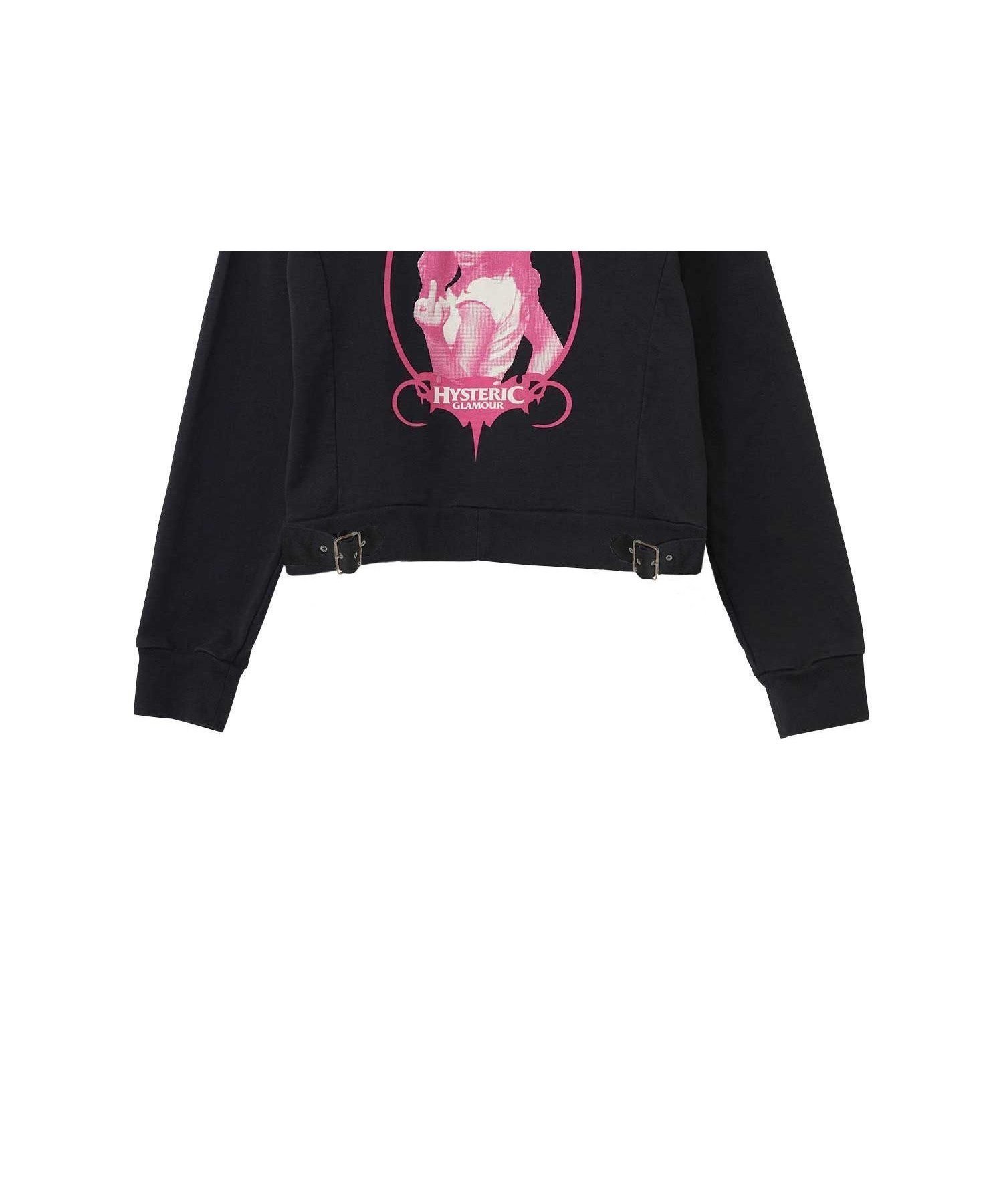 【ヒステリックグラマー/HYSTERIC GLAMOUR】のFINGER GIRL ショート丈パーカー インテリア・キッズ・メンズ・レディースファッション・服の通販 founy(ファニー) 　ファッション　Fashion　レディースファッション　Fashion for Women　トップス・カットソー　Cut & Sew Tops　レディースパーカー・カジュアルフーディー　Casual Hoodies & Sweatshirts　クラシック　Classic, Timeless Style　グラフィック　Graphic, Graphic Design　ショート　Short, Short Length　シンプル　Simple, Minimal　スウェット / スエット　Sweatshirt, Sweatwear　パーカー　Hoodie, Parka　モチーフ　Motif, Design Theme　ライダース　Riders　ブラック|ID: prp329100004867913 ipo3291000000036266632