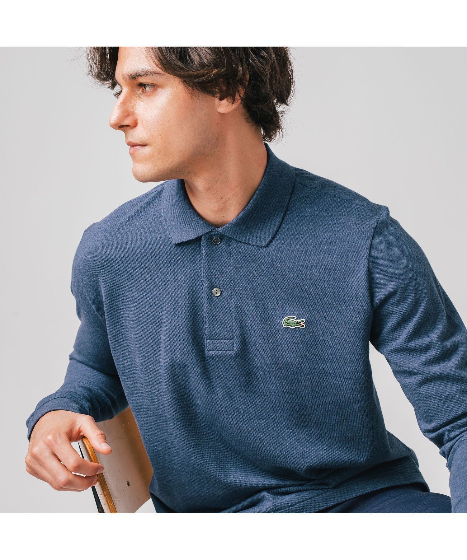 【ラコステ/LACOSTE / MEN】の長袖 リブ メランジカラ-ポロシャツ L1313 (杢・長袖) インテリア・キッズ・メンズ・レディースファッション・服の通販 founy(ファニー) 　ファッション　Fashion　メンズファッション　Fashion for Men　ギフト プレゼント　Gift / Present　シンプル　Simple, Minimal　トレンド　Trend, Trending Now　バランス　Balance, Style Balance　ポロシャツ　Polo Shirt, Collared Tee　メランジ　Melange, Mixed Yarn　エレガント 上品　Elegant　日本製　Made In Japan　長袖　Long Sleeve, Full Sleeve　ブル-グレ-|ID: prp329100004867916 ipo3291000000036266866