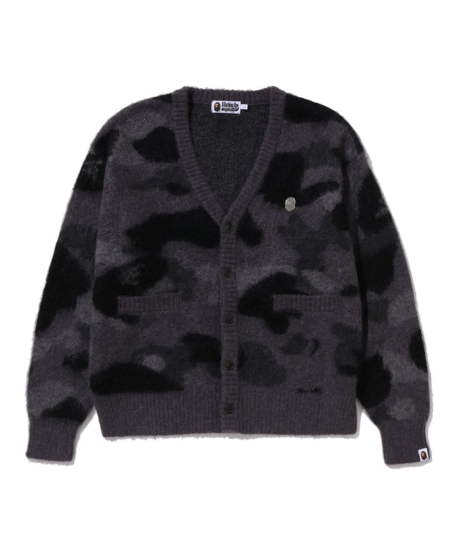【ア ベイシング エイプ/A BATHING APE】のCOLOR CAMO MOHAIR KNIT CARDIGAN インテリア・キッズ・メンズ・レディースファッション・服の通販 founy(ファニー) 　ファッション　Fashion　レディースファッション　Fashion for Women　トップス・カットソー　Cut & Sew Tops　ニット　Knit Tops & Sweaters　カーディガン・羽織り　Layered Style Cardigans　カーディガン　Cardigan, Knitwear　メタル　Metal, Metal Parts　BLACK|ID: prp329100004867950 ipo3291000000036267546