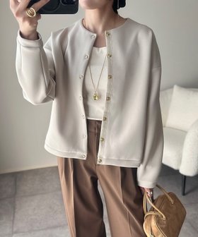 【スタイルドア/STYLEDOOR】のダンボールノーカラージャケット 人気、トレンドファッション・服の通販 founy(ファニー) ファッション Fashion レディースファッション Fashion for Women アウター Coat / Outerwear Collection レディースジャケット・軽アウター Jackets ノーカラージャケット / シンプル上品コーデ Collarless Jackets インナー Innerwear 洗える Machine Washable キャミソール Camisole, Spaghetti Strap Top コンパクト Compact, Small Size シルバー Silver, Metallic Silver ジャケット Jacket, Outerwear ストレッチ Stretch, Stretchy Fabric タンク Tank Top, Sleeveless Top 定番 Standard, Basic Item プリント Print, Printed Pattern ベーシック Basic, Essential ボトム Bottoms, Lower Wear ボーダー Border, Stripe 羽織 Haori, Light Jacket エレガント 上品 Elegant |ID:prp329100004867987