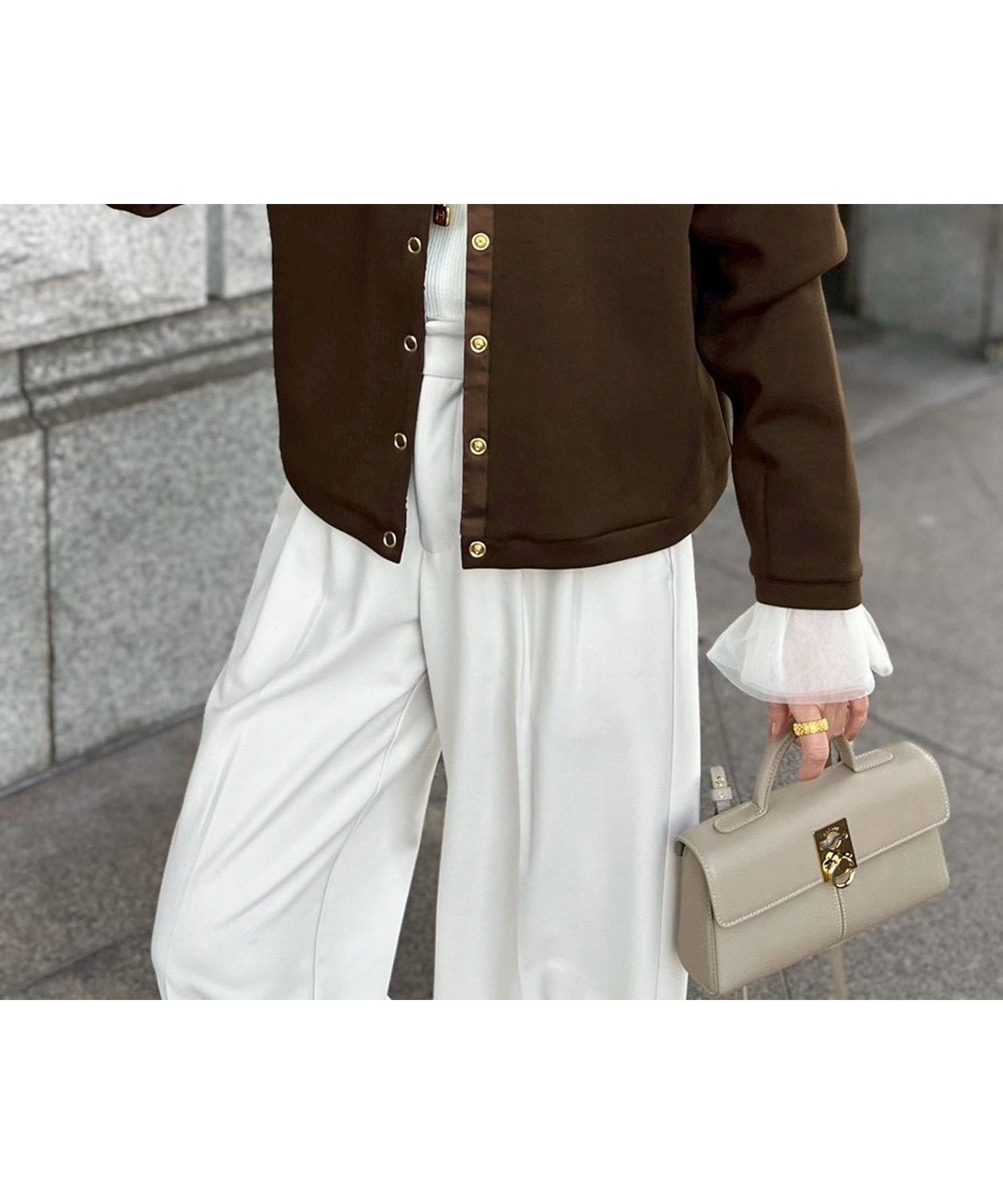 【スタイルドア/STYLEDOOR】のダンボールノーカラージャケット インテリア・キッズ・メンズ・レディースファッション・服の通販 founy(ファニー) 　ファッション　Fashion　レディースファッション　Fashion for Women　アウター　Coat / Outerwear Collection　レディースジャケット・軽アウター　Jackets　ノーカラージャケット / シンプル上品コーデ　Collarless Jackets　インナー　Innerwear　洗える　Machine Washable　キャミソール　Camisole, Spaghetti Strap Top　コンパクト　Compact, Small Size　シルバー　Silver, Metallic Silver　ジャケット　Jacket, Outerwear　ストレッチ　Stretch, Stretchy Fabric　タンク　Tank Top, Sleeveless Top　定番　Standard, Basic Item　プリント　Print, Printed Pattern　ベーシック　Basic, Essential　ボトム　Bottoms, Lower Wear　ボーダー　Border, Stripe　羽織　Haori, Light Jacket　エレガント 上品　Elegant　ブラウン|ID: prp329100004867987 ipo3291000000036268283