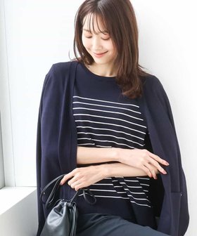 【エムケイ ミッシェルクラン/MK MICHEL KLEIN】のカラーニットアンサンブル/洗える 人気、トレンドファッション・服の通販 founy(ファニー) ファッション Fashion レディースファッション Fashion for Women トップス・カットソー Cut & Sew Tops ニット Knit Tops & Sweaters アンサンブルニット Knit Ensembles & Twin Sets アンサンブル Ensemble Set インナー Innerwear カーディガン Cardigan, Knitwear コンパクト Compact, Small Size ボーダー Border, Stripe ポケット Pocket, Pocket Detail ミドル Middle Length, Mid Height メタル Metal, Metal Parts 人気 Popular, Best Seller 冬 Winter / This Winter 半袖 Short Sleeve, Half Sleeve 夏 Summer 春 Spring 洗える Machine Washable 秋 Autumn |ID:prp329100004867992