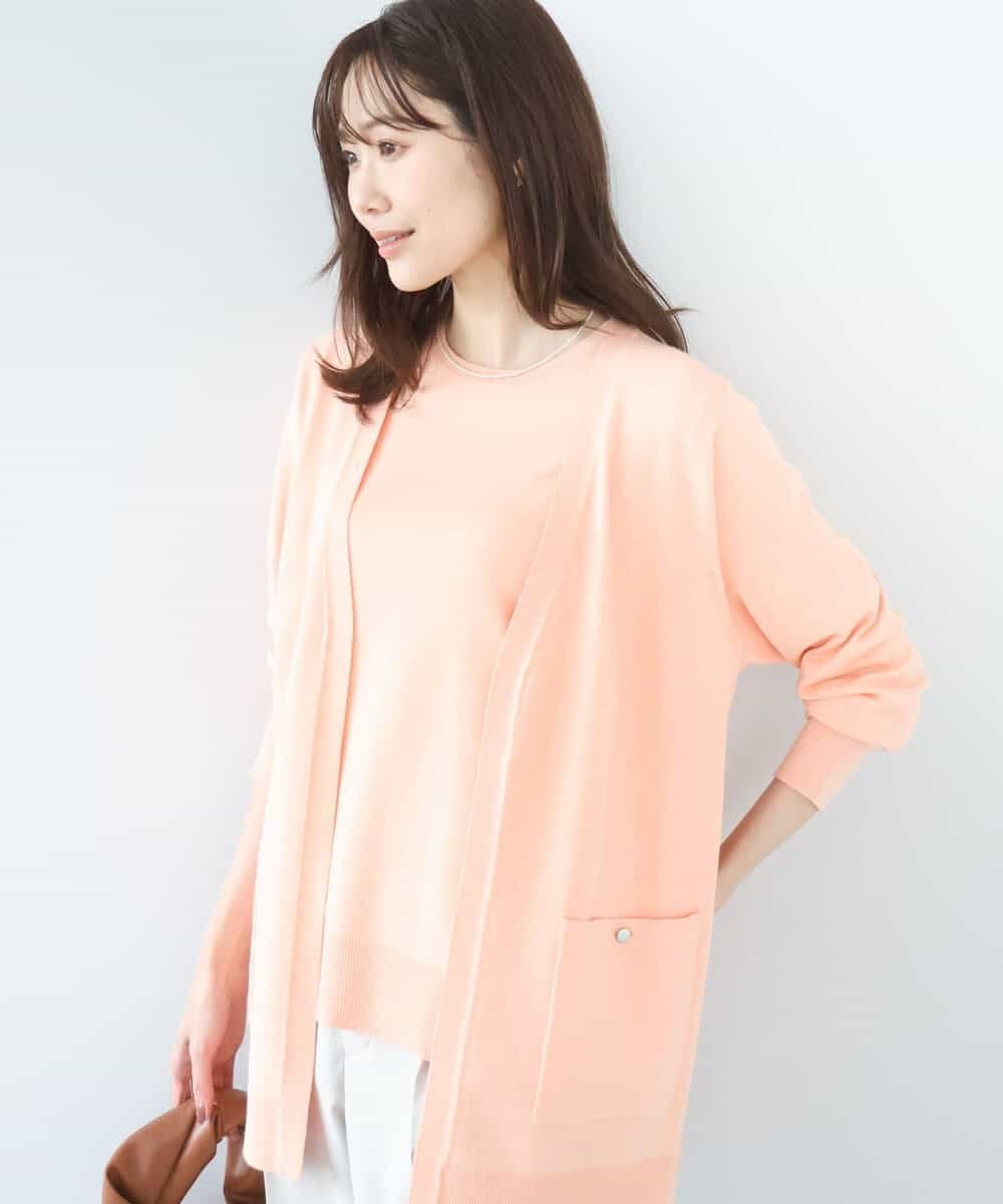 【エムケイ ミッシェルクラン/MK MICHEL KLEIN】のカラーニットアンサンブル/洗える インテリア・キッズ・メンズ・レディースファッション・服の通販 founy(ファニー) ファッション Fashion レディースファッション Fashion for Women トップス・カットソー Cut & Sew Tops ニット Knit Tops & Sweaters アンサンブルニット Knit Ensembles & Twin Sets アンサンブル Ensemble Set インナー Innerwear カーディガン Cardigan, Knitwear コンパクト Compact, Small Size ボーダー Border, Stripe ポケット Pocket, Pocket Detail ミドル Middle Length, Mid Height メタル Metal, Metal Parts 人気 Popular, Best Seller 冬 Winter / This Winter 半袖 Short Sleeve, Half Sleeve 夏 Summer 春 Spring 洗える Machine Washable 秋 Autumn サーモンオレンジ|ID: prp329100004867992 ipo3291000000036268367