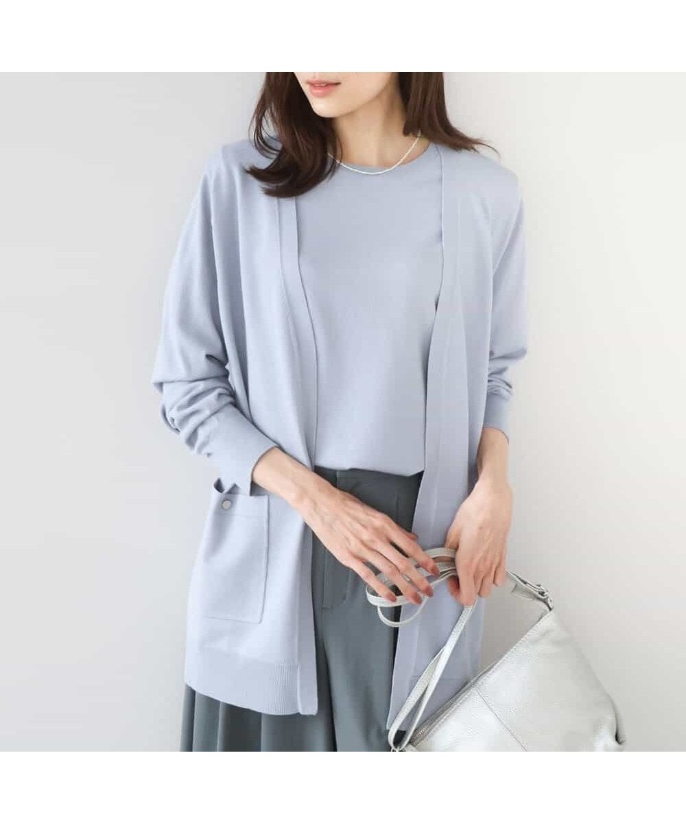 【エムケイ ミッシェルクラン/MK MICHEL KLEIN】のカラーニットアンサンブル/洗える インテリア・キッズ・メンズ・レディースファッション・服の通販 founy(ファニー) ファッション Fashion レディースファッション Fashion for Women トップス・カットソー Cut & Sew Tops ニット Knit Tops & Sweaters アンサンブルニット Knit Ensembles & Twin Sets アンサンブル Ensemble Set インナー Innerwear カーディガン Cardigan, Knitwear コンパクト Compact, Small Size ボーダー Border, Stripe ポケット Pocket, Pocket Detail ミドル Middle Length, Mid Height メタル Metal, Metal Parts 人気 Popular, Best Seller 冬 Winter / This Winter 半袖 Short Sleeve, Half Sleeve 夏 Summer 春 Spring 洗える Machine Washable 秋 Autumn ライトブルー|ID: prp329100004867992 ipo3291000000036268368