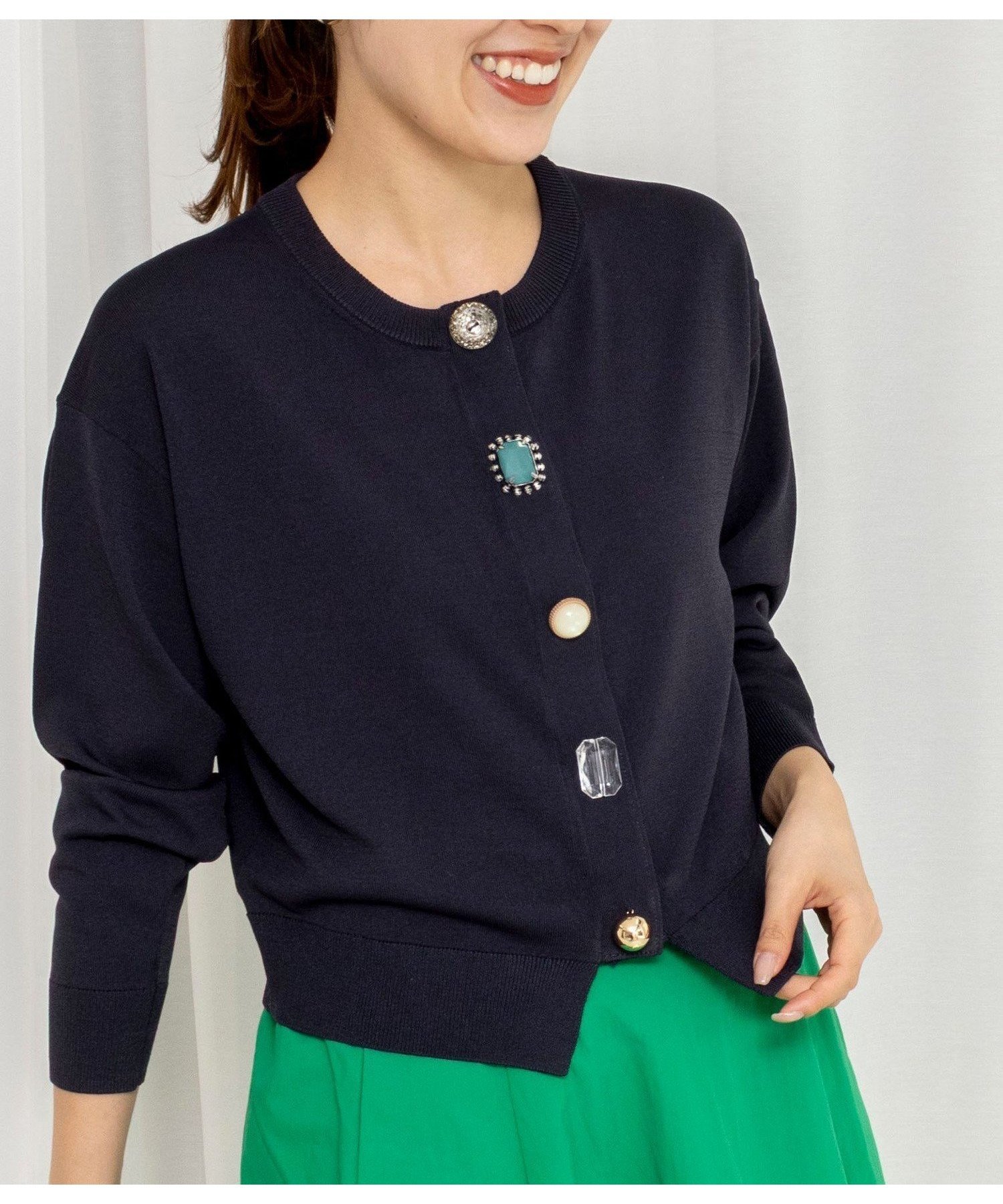 【ノーリーズ/NOLLEY'S】の《手洗い可能》ランダムビジューカーディガン インテリア・キッズ・メンズ・レディースファッション・服の通販 founy(ファニー) 　ファッション　Fashion　レディースファッション　Fashion for Women　トップス・カットソー　Cut & Sew Tops　カーディガン・羽織り　Layered Style Cardigans　カーディガン　Cardigan, Knitwear　コンパクト　Compact, Small Size　デニム　Denim, Jeans Material　トレンド　Trend, Trending Now　ビジュー　Bijou, Jewel-like Accent　ベビー　Baby, Babywear　レース　Lace, Lace Fabric　おすすめ　Recommended / Our Picks　夏　Summer　2026年　2026　インディゴブルー|ID: prp329100004867993 ipo3291000000036268379