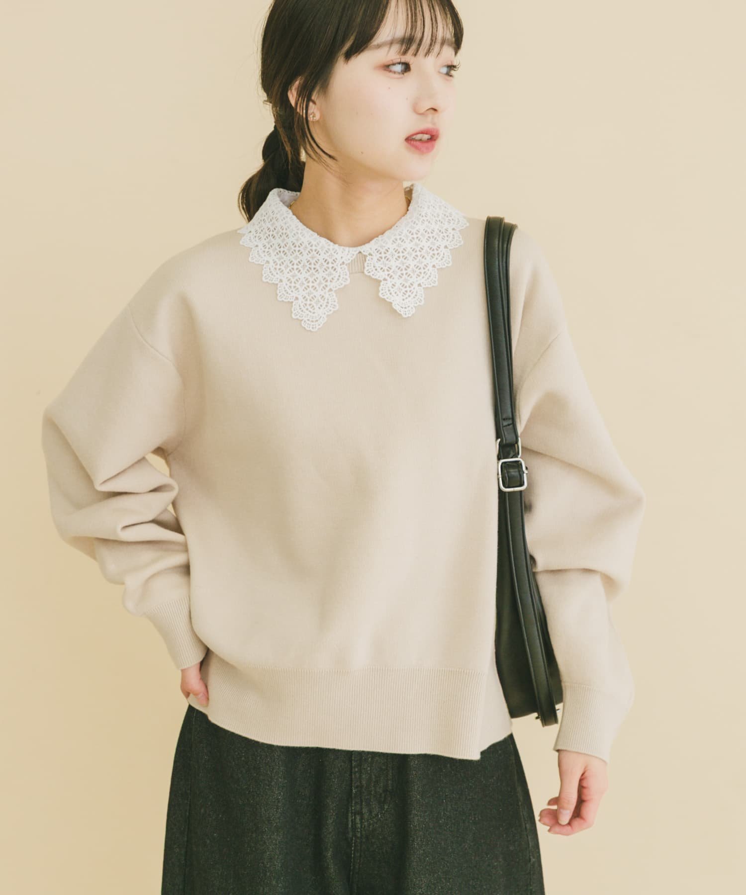 【アイテムズアーバンリサーチ/ITEMS URBAN RESEARCH】の衿レーススウェットライクニット 人気、トレンドファッション・服の通販 founy(ファニー) 　ファッション　Fashion　レディースファッション　Fashion for Women　トップス・カットソー　Cut & Sew Tops　ニット　Knit Tops & Sweaters　レディースパーカー・カジュアルフーディー　Casual Hoodies & Sweatshirts　スウェット・クルーネックトップス　Sweatshirts & Crewnecks / Relaxed Fit Sweat Tops　2025年　2025　2025春夏・S/S　Spring/Summer 2025 SS25　アクセサリー　Fashion Accessories　クラシカル　Classical, Vintage-Inspired　スウェット / スエット　Sweatshirt, Sweatwear　レース　Lace, Lace Fabric　エレガント 上品　Elegant　夏　Summer　S/S・春夏　SS, Spring/Summer, Warm Season　 other-1|ID: prp329100004868026 ipo3291000000036269011