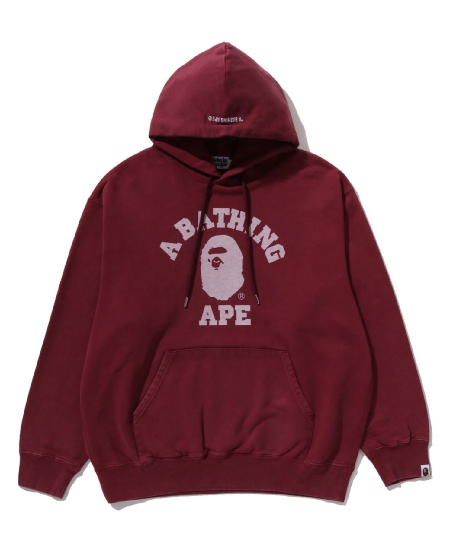 【ア ベイシング エイプ/A BATHING APE】のGARMENT DYE COLLEGE PULLOVER HOODIE インテリア・キッズ・メンズ・レディースファッション・服の通販 founy(ファニー) ファッション Fashion レディースファッション Fashion for Women トップス・カットソー Cut & Sew Tops カジュアルプルオーバー・ニットトップス Pullovers & Knit Tops / Casual Pullovers フロント Front, Front Design プリント Print, Printed Pattern ヴィンテージ Vintage Style BURGUNDY|ID: prp329100004868029 ipo3291000000036269040