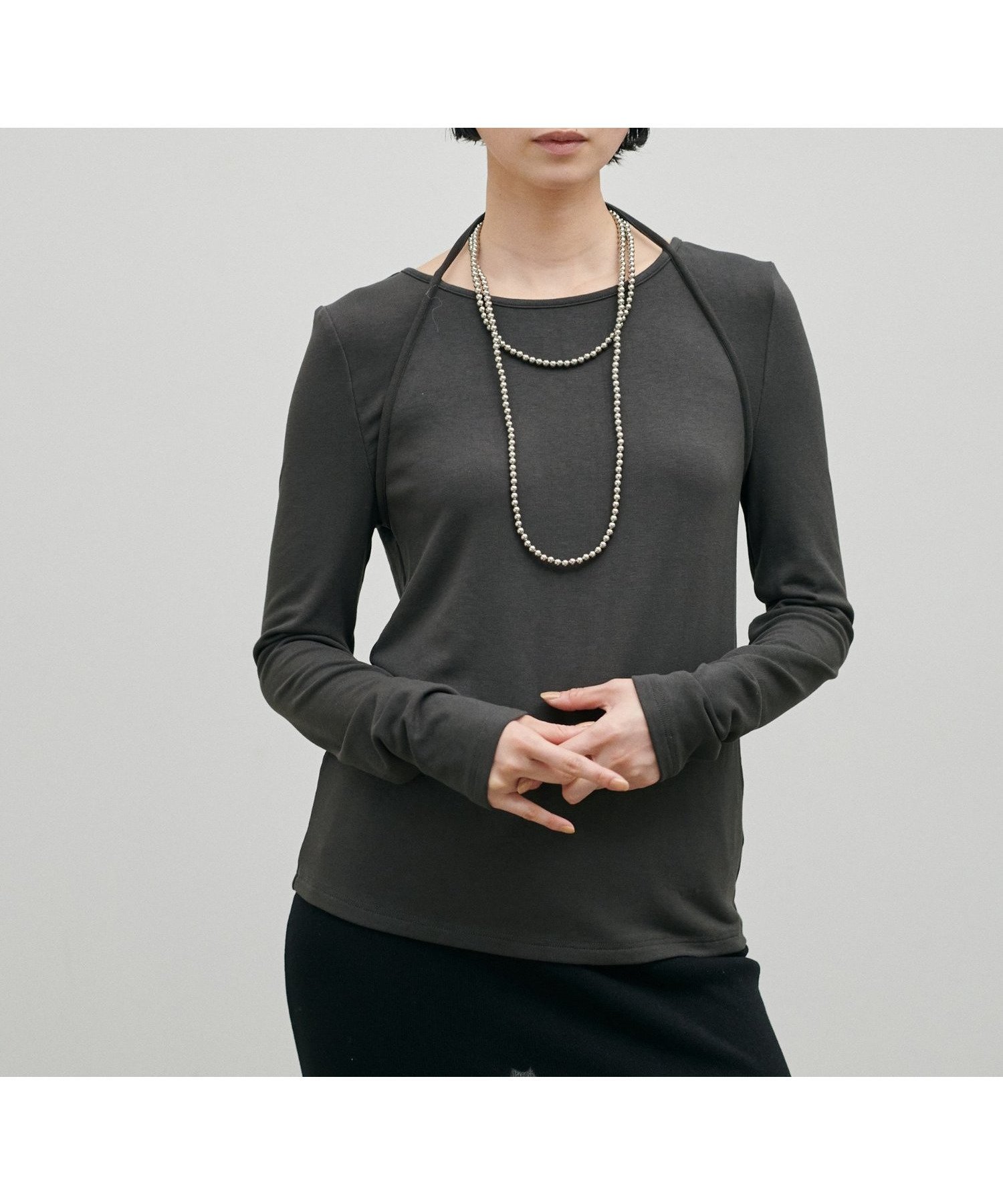 【ラルタ/LARUTA】のホルターネック風トロモチカットソー インテリア・キッズ・メンズ・レディースファッション・服の通販 founy(ファニー) 　ファッション　Fashion　レディースファッション　Fashion for Women　トップス・カットソー　Cut & Sew Tops　カットソー・ベーシックTシャツ　Cut-and-Sewn Tops / Stretch Tees & Basics　インナー　Innerwear　カットソー　Cut and Sewn Top　シンプル　Simple, Minimal　ジャケット　Jacket, Outerwear　スラックス　Slacks, Dress Pants　とろみ　Fluid, Flowy Fabric　ダウン　Down, Puffer　デニム　Denim, Jeans Material　リラックス　Relax, Relaxed Fit　再入荷　Restock / Back in Stock　おすすめ　Recommended / Our Picks　2026年　2026　チャコールグレー|ID: prp329100004868042 ipo3291000000036269423