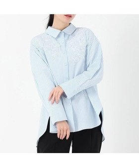 【ストロベリーフィールズ/STRAWBERRY FIELDS】のストライプミックスアップリケシャツ 人気、トレンドファッション・服の通販 founy(ファニー) ファッション Fashion レディースファッション Fashion for Women トップス・カットソー Cut & Sew Tops シャツ・ブラウス・オフィスカジュアル Elegant Blouses & Button-Ups |ID:prp329100004868048