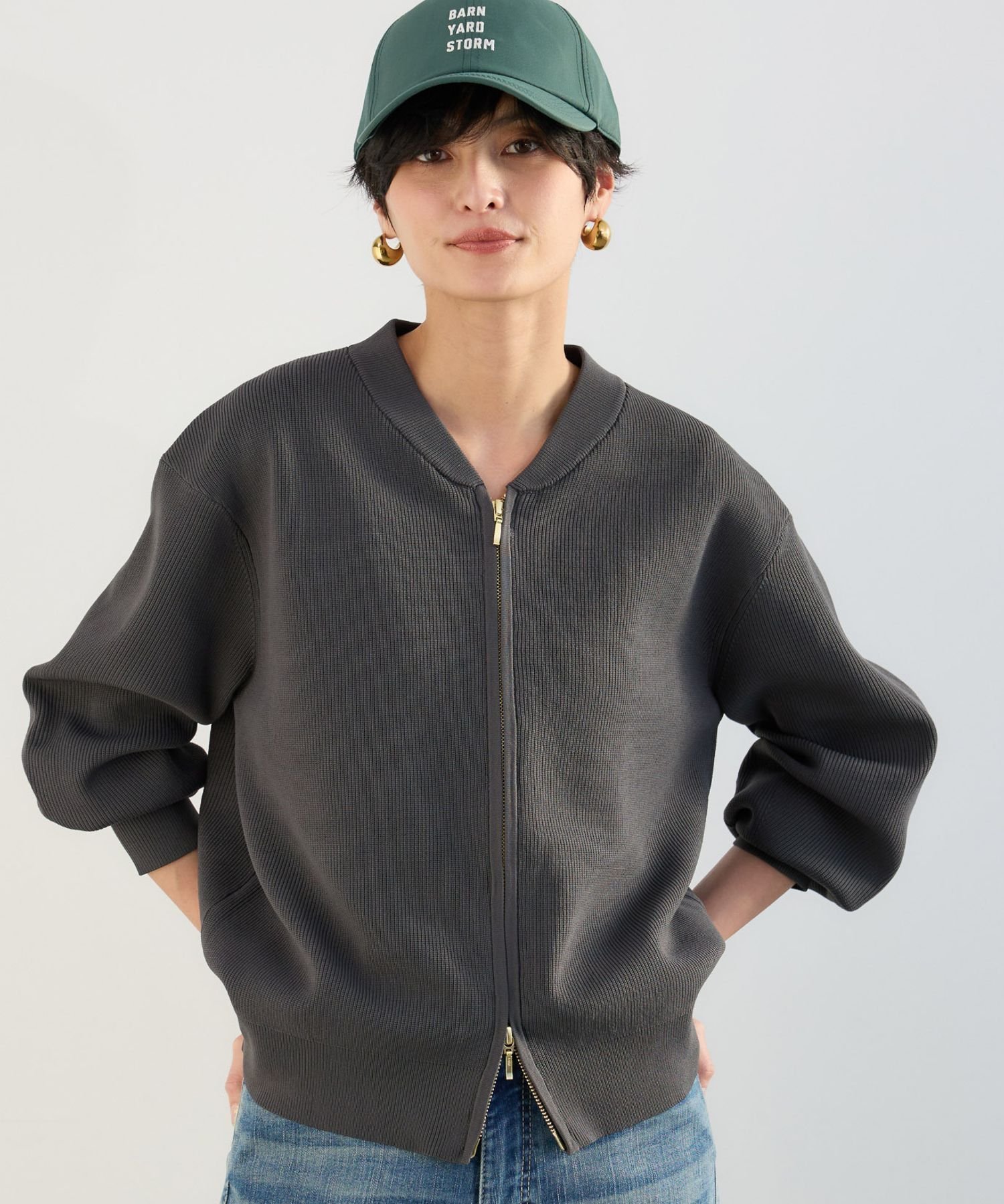 【バンヤードストーム/BARNYARDSTORM】の畦編みZIPカーディガン インテリア・キッズ・メンズ・レディースファッション・服の通販 founy(ファニー) 　ファッション　Fashion　レディースファッション　Fashion for Women　トップス・カットソー　Cut & Sew Tops　カーディガン・羽織り　Layered Style Cardigans　畦編みニット・テクスチャードトップス　Ribbed Knit Sweaters / Textured Knit Tops　おすすめ　Recommended / Our Picks　カーディガン　Cardigan, Knitwear　サテン　Satin, Glossy Fabric　スポーティ　Sporty, Casual Athletic　タンク　Tank Top, Sleeveless Top　ダウン　Down, Puffer　デニム　Denim, Jeans Material　パッチ　Patch, Appliqué　ブルゾン　Blouson, Bomber Jacket　ポケット　Pocket, Pocket Detail　マニッシュ　Mannish, Boyish　ワイド　Wide, Wide Fit　人気　Popular, Best Seller　畦　Ribbed Knit　羽織　Haori, Light Jacket　チャコール|ID: prp329100004868051 ipo3291000000036269649