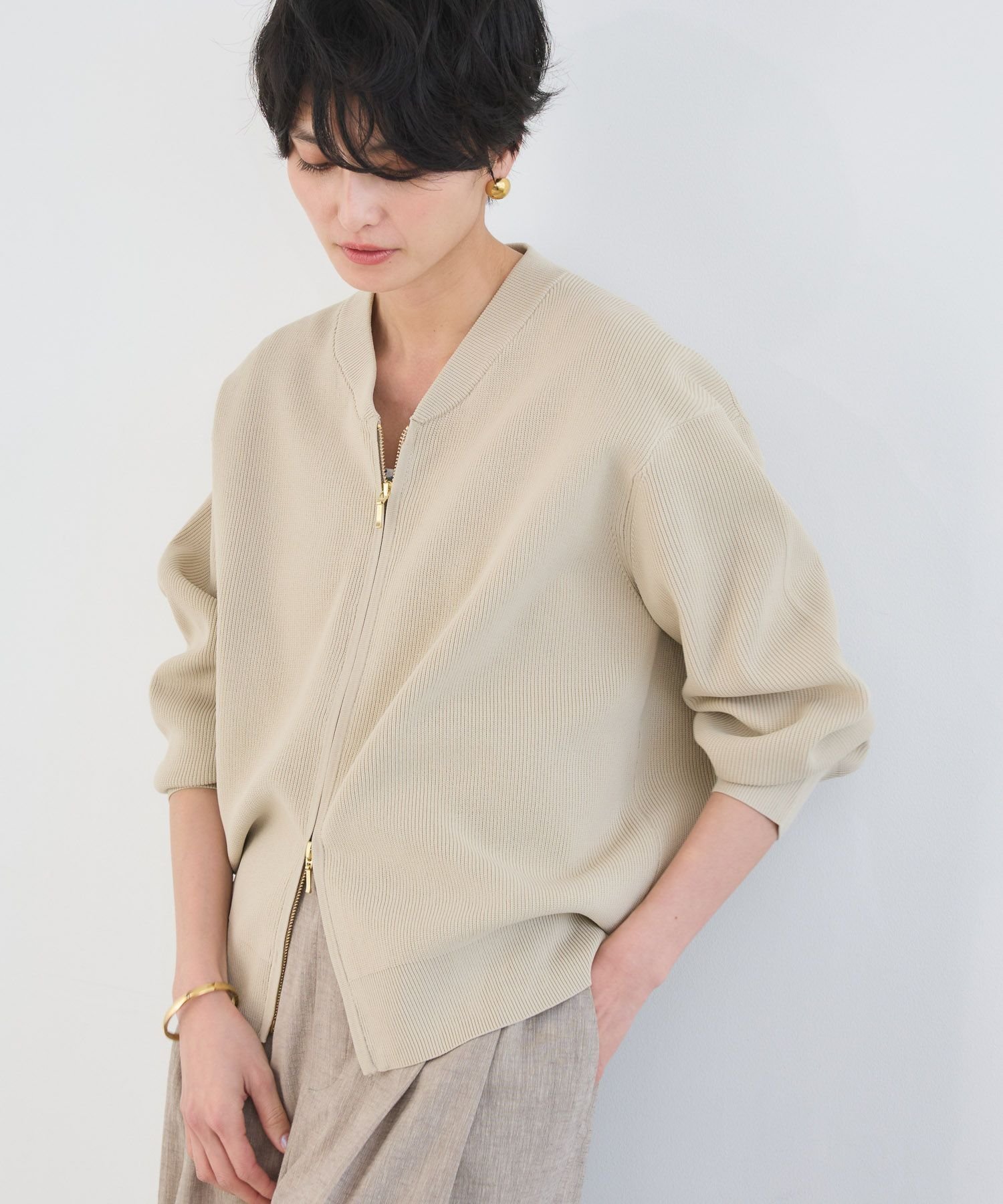 【バンヤードストーム/BARNYARDSTORM】の畦編みZIPカーディガン インテリア・キッズ・メンズ・レディースファッション・服の通販 founy(ファニー) 　ファッション　Fashion　レディースファッション　Fashion for Women　トップス・カットソー　Cut & Sew Tops　カーディガン・羽織り　Layered Style Cardigans　畦編みニット・テクスチャードトップス　Ribbed Knit Sweaters / Textured Knit Tops　おすすめ　Recommended / Our Picks　カーディガン　Cardigan, Knitwear　サテン　Satin, Glossy Fabric　スポーティ　Sporty, Casual Athletic　タンク　Tank Top, Sleeveless Top　ダウン　Down, Puffer　デニム　Denim, Jeans Material　パッチ　Patch, Appliqué　ブルゾン　Blouson, Bomber Jacket　ポケット　Pocket, Pocket Detail　マニッシュ　Mannish, Boyish　ワイド　Wide, Wide Fit　人気　Popular, Best Seller　畦　Ribbed Knit　羽織　Haori, Light Jacket　ライトベージュ|ID: prp329100004868051 ipo3291000000036269651