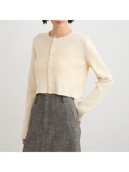 【ミースロエ/MIESROHE】のRIBショートニットカーデ インテリア・キッズ・メンズ・レディースファッション・服の通販 founy(ファニー) 　ファッション　Fashion　レディースファッション　Fashion for Women　トップス・カットソー　Cut & Sew Tops　ニット　Knit Tops & Sweaters　スマート　Smart, Elegant　ボトム　Bottoms, Lower Wear　定番　Standard, Basic Item　YEL[032]|ID: prp329100004868052 ipo3291000000036269660