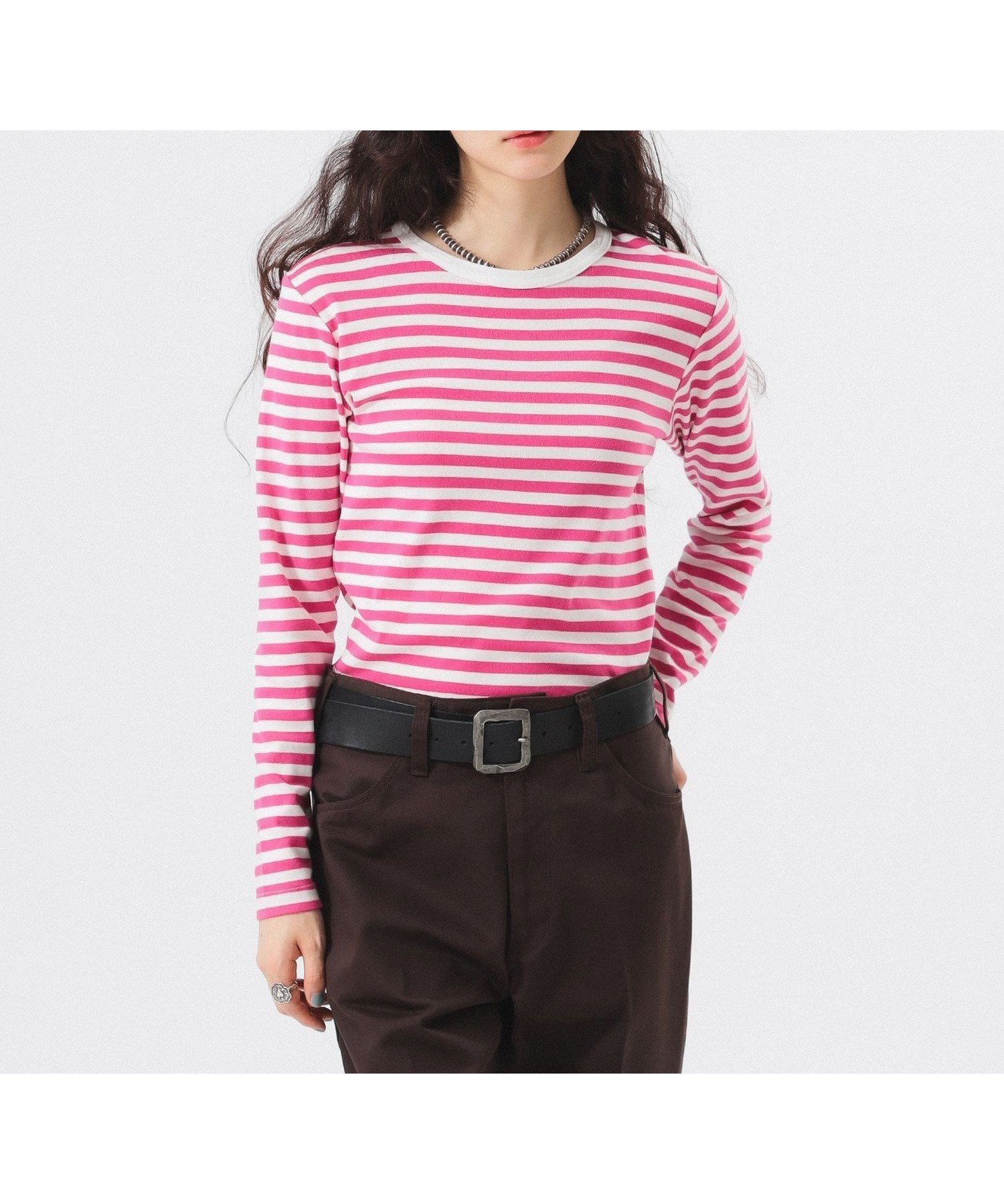 【ビームス ウイメン/BEAMS】の【定番人気!】BEAMS BOY / フライス 1cm ボーダー ウォッシャブル カットソー 25AW インテリア・キッズ・メンズ・レディースファッション・服の通販 founy(ファニー) 　ファッション　Fashion　レディースファッション　Fashion for Women　トップス・カットソー　Cut & Sew Tops　カットソー・ベーシックTシャツ　Cut-and-Sewn Tops / Stretch Tees & Basics　インナー　Innerwear　ウォッシャブル　Machine Washable　カットソー　Cut and Sewn Top　スウェット / スエット　Sweatshirt, Sweatwear　スタンダード　Standard, Basic　定番　Standard, Basic Item　人気　Popular, Best Seller　フィット　Fit, Slim Fit　ベーシック　Basic, Essential　ボーダー　Border, Stripe　ワンポイント　One Point, Statement Accent　おすすめ　Recommended / Our Picks　2025年　2025　2025-2026秋冬・A/W　Autumn/Winter 2025–26 AW25–26　PINK/WHITE|ID: prp329100004868059 ipo3291000000036269745