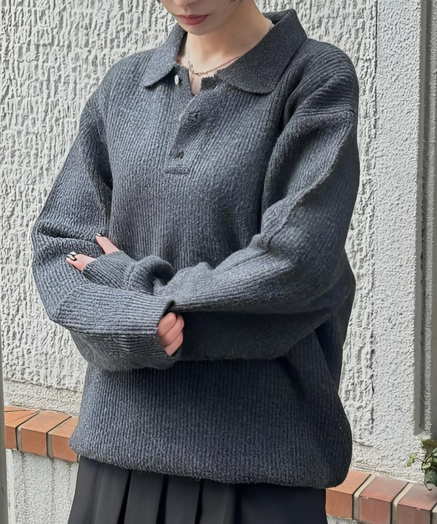 【ネバーマインドザエックスユー チカシツプラス/Never mind the XU Chikashitsu+】の【Chikashitsu +】wool touch lib knit polo / ニットポロ リブニット 長袖ニット インテリア・キッズ・メンズ・レディースファッション・服の通販 founy(ファニー) ファッション Fashion レディースファッション Fashion for Women トップス・カットソー Cut & Sew Tops ニット Knit Tops & Sweaters シンプル Simple, Minimal トレンド Trend, Trending Now 長袖 Long Sleeve, Full Sleeve バランス Balance, Style Balance ベーシック Basic, Essential リブニット Rib Knit, Ribbed Knit リラックス Relax, Relaxed Fit A/W・秋冬 Autumn/Winter 再入荷 Restock / Back in Stock おすすめ Recommended / Our Picks エレガント 上品 Elegant チャコール|ID: prp329100004868060 ipo3291000000036269799