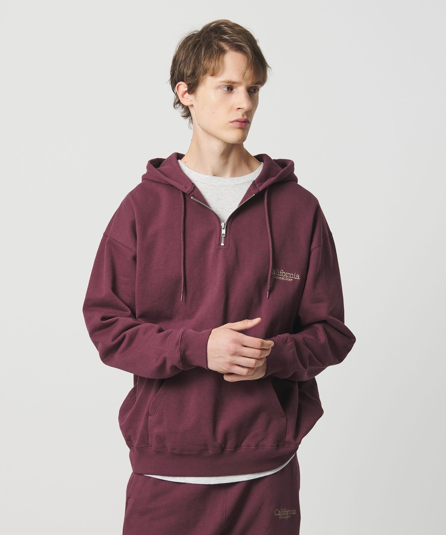 【ビューティ&ユース ユナイテッドアローズ/BEAUTY&YOUTH / UNITED ARROWS】のCGS. オーガニックコットン ハーフジップ フーディ スウェット インテリア・キッズ・メンズ・レディースファッション・服の通販 founy(ファニー) 　ファッション　Fashion　レディースファッション　Fashion for Women　トップス・カットソー　Cut & Sew Tops　レディースパーカー・カジュアルフーディー　Casual Hoodies & Sweatshirts　スウェット・クルーネックトップス　Sweatshirts & Crewnecks / Relaxed Fit Sweat Tops　ウォッシュ　Washed Finish　スウェット / スエット　Sweatshirt, Sweatwear　バルーン　Balloon, Balloon Silhouette　リラックス　Relax, Relaxed Fit　ワンポイント　One Point, Statement Accent　WINE|ID: prp329100004868066 ipo3291000000036269937