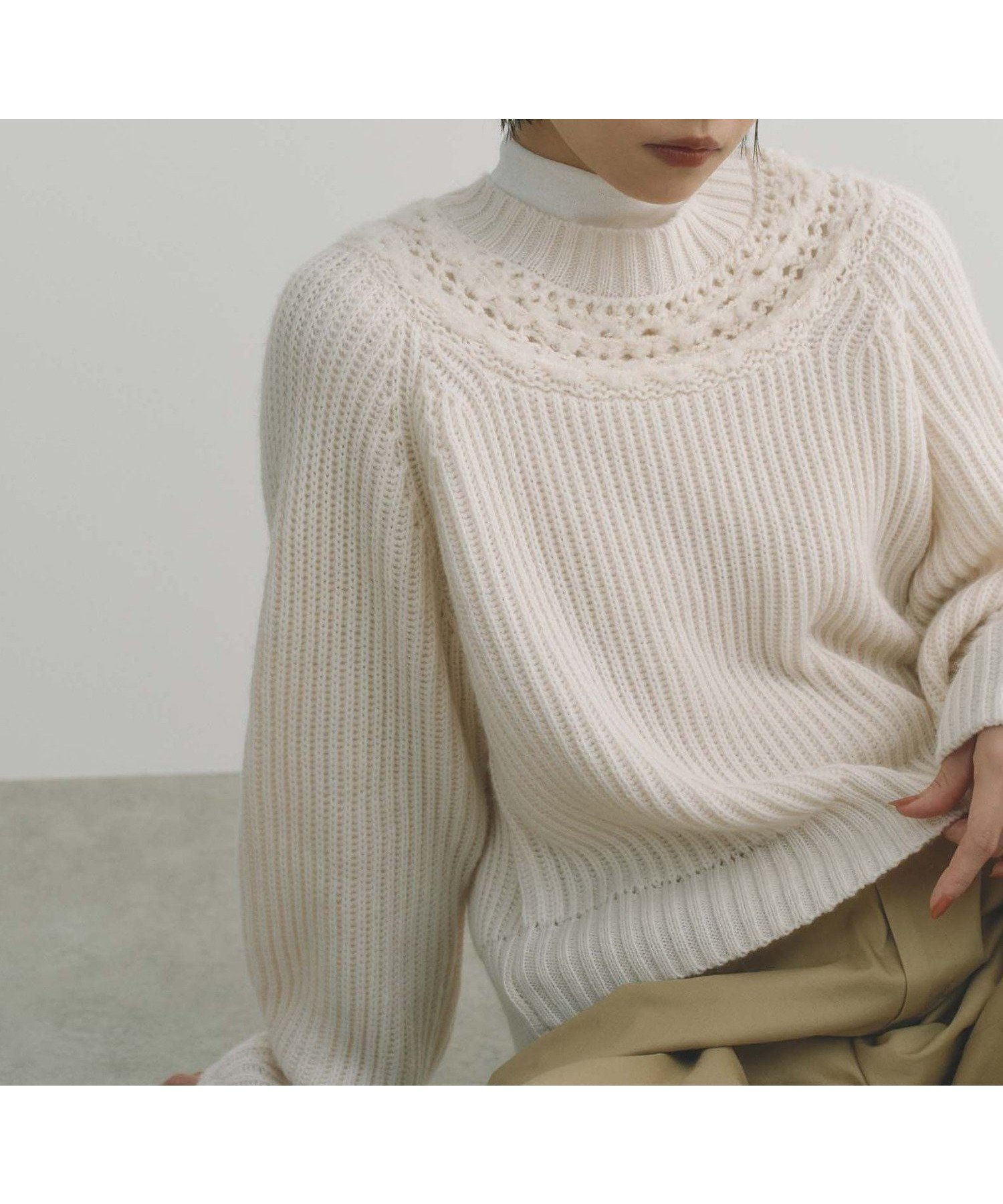 【ビアンカ/BIANCA】の【@BAILA掲載】【1枚で着映え】クロッシェ風ヨークデザインニット 人気、トレンドファッション・服の通販 founy(ファニー) 　雑誌掲載アイテム　Magazine Picks & Fashion Features　ファッション雑誌　Fashion Magazines　バイラ　BAILA　ファッション　Fashion　レディースファッション　Fashion for Women　トップス・カットソー　Cut & Sew Tops　ニット　Knit Tops & Sweaters　エレガント 上品　Elegant　春　Spring　秋　Autumn　かぎ針　Crochet　雑誌　Magazine, Fashion Magazine　デニム　Denim, Jeans Material　トレンド　Trend, Trending Now　定番　Standard, Basic Item　パステル　Pastel, Soft Color　ファブリック　Fabric, Textile　ヨーク　Yoke, Yoke Design　レース　Lace, Lace Fabric　冬　Winter / This Winter　おすすめ　Recommended / Our Picks　 other-1|ID: prp329100004868070 ipo3291000000036269977