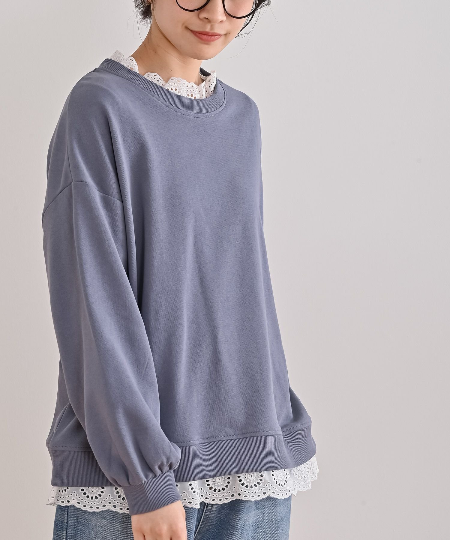 【アールピーエス/rps】の裏毛レース付きプルオーバー 人気、トレンドファッション・服の通販 founy(ファニー) 　ファッション　Fashion　レディースファッション　Fashion for Women　トップス・カットソー　Cut & Sew Tops　カジュアルプルオーバー・ニットトップス　Pullovers & Knit Tops / Casual Pullovers　ガーリー　Girly, Feminine Style　ショルダー　Shoulder, Shoulder Strap　ドロップ　Drop Shoulder, Dropped Style　レース　Lace, Lace Fabric　再入荷　Restock / Back in Stock　 other-1|ID: prp329100004868073 ipo3291000000036270048