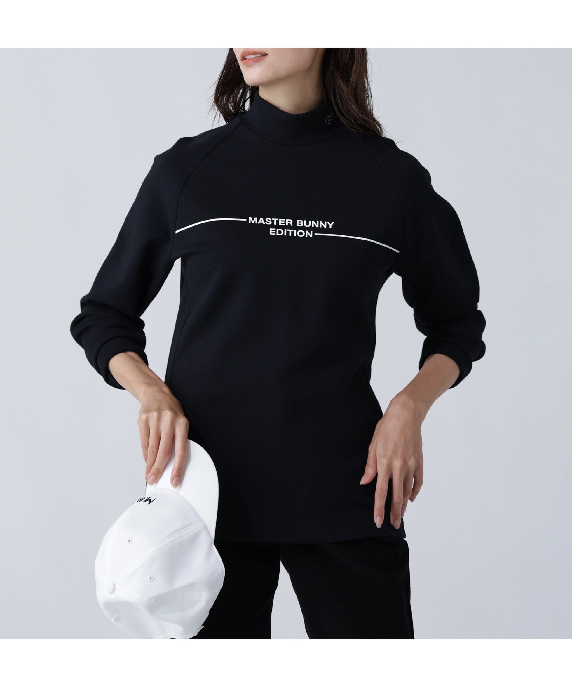 【マスターバニーエディション/MASTER BUNNY EDITION】のT/Rダンボール長袖ハイネックカットソー インテリア・キッズ・メンズ・レディースファッション・服の通販 founy(ファニー) 　ファッション　Fashion　レディースファッション　Fashion for Women　トップス・カットソー　Cut & Sew Tops　カットソー・ベーシックTシャツ　Cut-and-Sewn Tops / Stretch Tees & Basics　ゴルフ　Golf　長袖　Long Sleeve, Full Sleeve　ブラック|ID: prp329100004868082 ipo3291000000036270151
