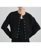 【サロン アダム エ ロペ/SALON adam et rope'】の【WEB限定】ブルジョンボタンクルーネックカーディガン 人気、トレンドファッション・服の通販 founy(ファニー) ファッション Fashion レディースファッション Fashion for Women トップス・カットソー Cut & Sew Tops カーディガン・羽織り Layered Style Cardigans おすすめ Recommended / Our Picks カーディガン Cardigan, Knitwear クロップド Cropped, Short Length シルバー Silver, Metallic Silver フレア Flare, Flared ブルゾン Blouson, Bomber Jacket ポケット Pocket, Pocket Detail ワイド Wide, Wide Fit エレガント 上品 Elegant thumbnail ブラック(01)|ID: prp329100004868083 ipo3291000000036270171