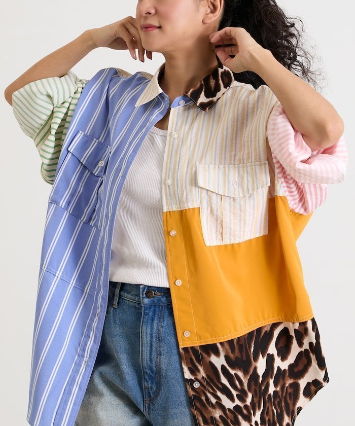 【フリークスストア/FREAK'S STORE】のパッチワーク ビッグシャツ インテリア・キッズ・メンズ・レディースファッション・服の通販 founy(ファニー) ファッション Fashion レディースファッション Fashion for Women トップス・カットソー Cut & Sew Tops シャツ・ブラウス・オフィスカジュアル Elegant Blouses & Button-Ups アシンメトリー Asymmetrical Style コレクション Collection, Seasonal Line とろみ Fluid, Flowy Fabric デニム Denim, Jeans Material バランス Balance, Style Balance パッチワーク Patchwork, Mixed Fabric ビッグ Big, Oversized リラックス Relax, Relaxed Fit ワーク Workwear, Utility Style S/S・春夏 SS, Spring/Summer, Warm Season 再入荷 Restock / Back in Stock おすすめ Recommended / Our Picks 夏 Summer エレガント 上品 Elegant 2026年 2026 ブルー|ID: prp329100004868086 ipo3291000000036270211