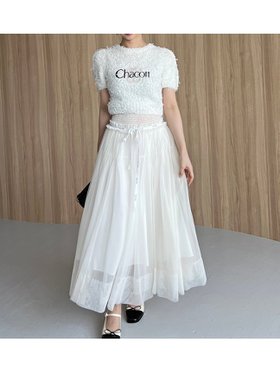 【スナイデル/SNIDEL】の【Chacott】ジャガードハーフプルオーバー 人気、トレンドファッション・服の通販 founy(ファニー) ファッション Fashion レディースファッション Fashion for Women トップス・カットソー Cut & Sew Tops カジュアルプルオーバー・ニットトップス Pullovers & Knit Tops / Casual Pullovers ウェーブ Wavy Pattern エレガント 上品 Elegant シルバー Silver, Metallic Silver スマート Smart, Elegant ダブル Double, Double-Breasted チュール Tulip, Tulip Motif バレエ Ballet, Ballet Style パール Pearl, Pearl Accent フロント Front, Front Design 半袖 Short Sleeve, Half Sleeve リボン Ribbon, Bow おすすめ Recommended / Our Picks |ID:prp329100004868096