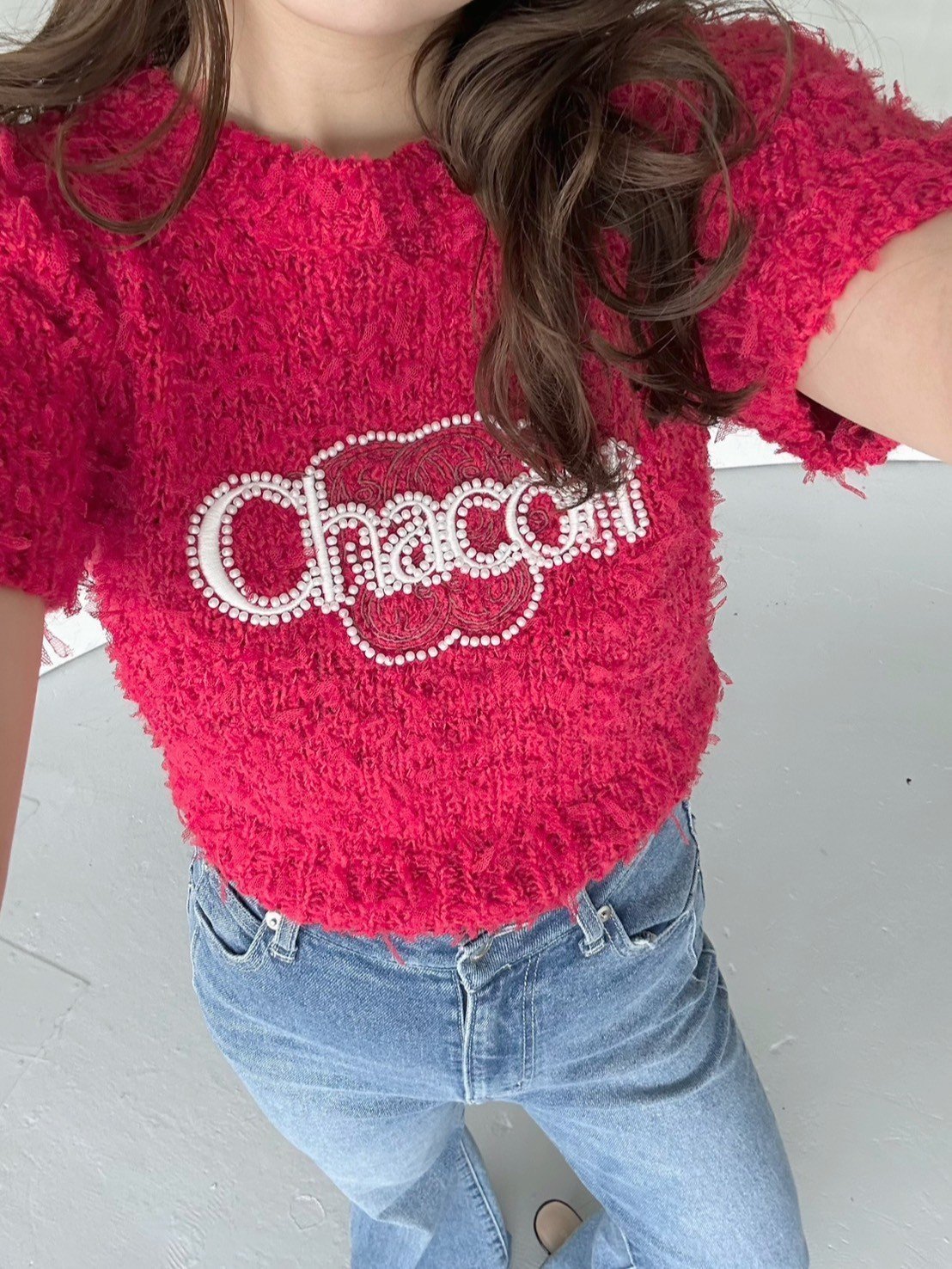 【スナイデル/SNIDEL】の【Chacott】ジャガードハーフプルオーバー インテリア・キッズ・メンズ・レディースファッション・服の通販 founy(ファニー) 　ファッション　Fashion　レディースファッション　Fashion for Women　トップス・カットソー　Cut & Sew Tops　カジュアルプルオーバー・ニットトップス　Pullovers & Knit Tops / Casual Pullovers　ウェーブ　Wavy Pattern　エレガント 上品　Elegant　シルバー　Silver, Metallic Silver　スマート　Smart, Elegant　ダブル　Double, Double-Breasted　チュール　Tulip, Tulip Motif　バレエ　Ballet, Ballet Style　パール　Pearl, Pearl Accent　フロント　Front, Front Design　半袖　Short Sleeve, Half Sleeve　リボン　Ribbon, Bow　おすすめ　Recommended / Our Picks　RED[046]|ID: prp329100004868096 ipo3291000000036270404