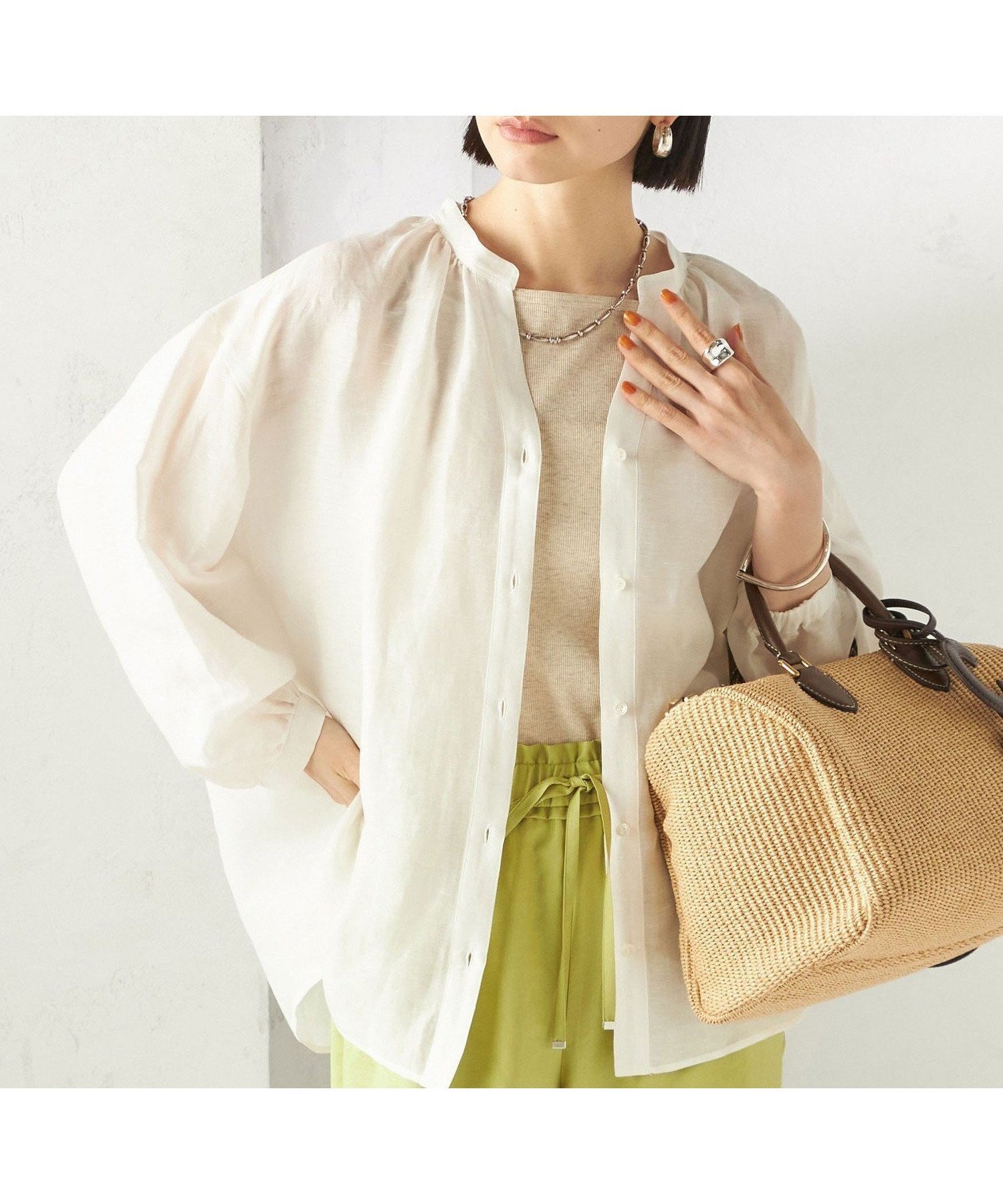 【シップス フォー ウィメン/SHIPS】の手洗い可能 IMPERIAL LINEN 混 バンドカラー スキッパー シャツ インテリア・キッズ・メンズ・レディースファッション・服の通販 founy(ファニー) 　ファッション　Fashion　レディースファッション　Fashion for Women　トップス・カットソー　Cut & Sew Tops　シャツ・ブラウス・オフィスカジュアル　Elegant Blouses & Button-Ups　インナー　Innerwear　ギャザー　Gathered, Ruffled　シンプル　Simple, Minimal　スキッパー　Skipper, Open Collar　スラックス　Slacks, Dress Pants　デニム　Denim, Jeans Material　バランス　Balance, Style Balance　フィット　Fit, Slim Fit　ボトム　Bottoms, Lower Wear　ポケット　Pocket, Pocket Detail　リネン　Linen, Linen Fabric　エレガント 上品　Elegant　2026年　2026　オフホワイト|ID: prp329100004868102 ipo3291000000036270466