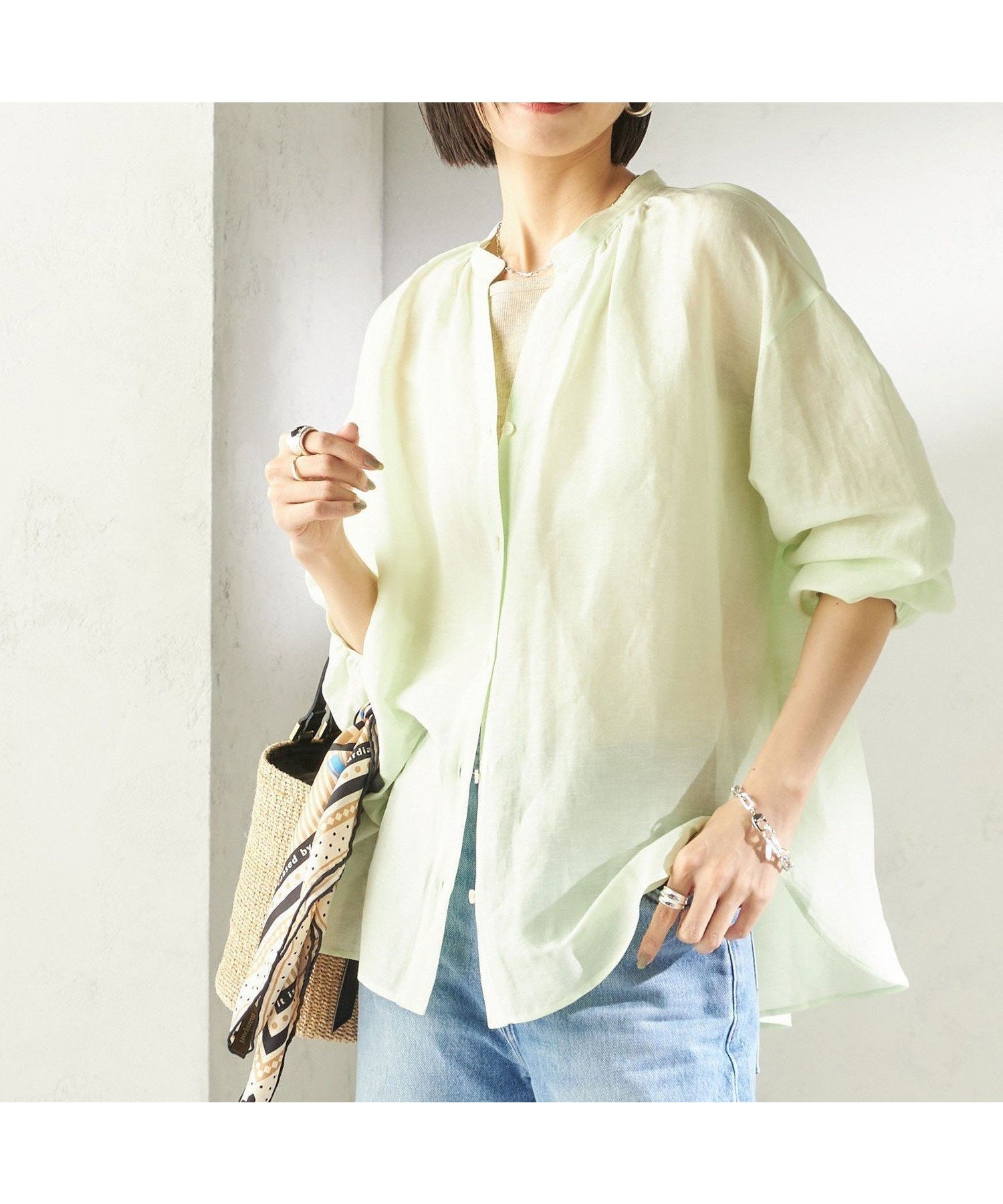 【シップス フォー ウィメン/SHIPS】の手洗い可能 IMPERIAL LINEN 混 バンドカラー スキッパー シャツ インテリア・キッズ・メンズ・レディースファッション・服の通販 founy(ファニー) 　ファッション　Fashion　レディースファッション　Fashion for Women　トップス・カットソー　Cut & Sew Tops　シャツ・ブラウス・オフィスカジュアル　Elegant Blouses & Button-Ups　インナー　Innerwear　ギャザー　Gathered, Ruffled　シンプル　Simple, Minimal　スキッパー　Skipper, Open Collar　スラックス　Slacks, Dress Pants　デニム　Denim, Jeans Material　バランス　Balance, Style Balance　フィット　Fit, Slim Fit　ボトム　Bottoms, Lower Wear　ポケット　Pocket, Pocket Detail　リネン　Linen, Linen Fabric　エレガント 上品　Elegant　2026年　2026　ミント|ID: prp329100004868102 ipo3291000000036270467