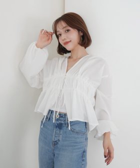 【リアン/Lian】の【mayu * LIAN】ダブルリボンシャーリングブラウス 人気、トレンドファッション・服の通販 founy(ファニー) ファッション Fashion レディースファッション Fashion for Women トップス・カットソー Cut & Sew Tops シャツ・ブラウス・オフィスカジュアル Elegant Blouses & Button-Ups リボン Ribbon, Bow |ID:prp329100004868118