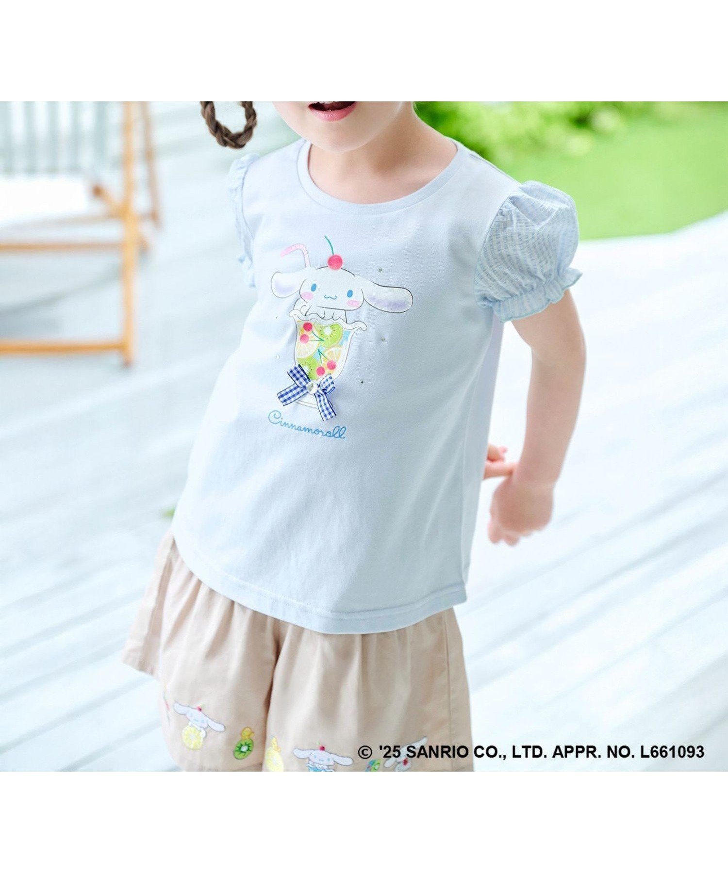 【エニー/ANY / KIDS】の【any FAM ×サンリオキャラクターズ】パフスリーブ Tシャツ 人気、トレンドファッション・服の通販 founy(ファニー) 　ファッション　Fashion　キッズファッション　Fashion for Kids　キャラクター　Character, Licensed Characters　キュロット　Culottes, Wide Shorts　サッカー　Seersucker, Summer Fabric　スパンコール　Sequins, Sequin Embellishment　スリーブ　Sleeve, Long Sleeve / Short Sleeve　ネックレス　Necklace, Pendant Necklace　人気　Popular, Best Seller　ビジュー　Bijou, Jewel-like Accent　フロント　Front, Front Design　プリント　Print, Printed Pattern　リボン　Ribbon, Bow　おすすめ　Recommended / Our Picks　夏　Summer　 other-1|ID: prp329100004868331 ipo3291000000036273984