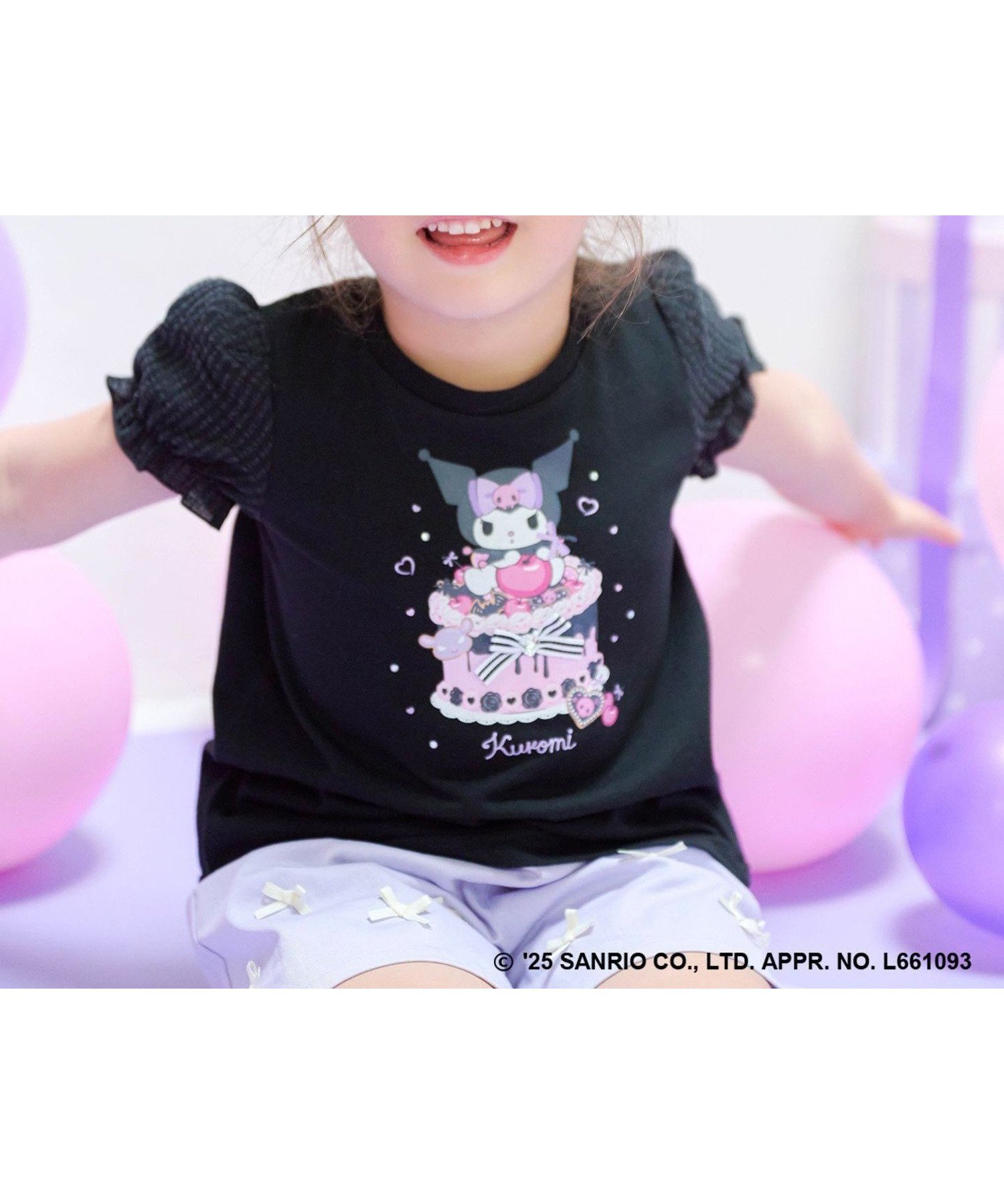 【エニー/ANY / KIDS】の【any FAM ×サンリオキャラクターズ】パフスリーブ Tシャツ インテリア・キッズ・メンズ・レディースファッション・服の通販 founy(ファニー) 　ファッション　Fashion　キッズファッション　Fashion for Kids　キャラクター　Character, Licensed Characters　キュロット　Culottes, Wide Shorts　サッカー　Seersucker, Summer Fabric　スパンコール　Sequins, Sequin Embellishment　スリーブ　Sleeve, Long Sleeve / Short Sleeve　ネックレス　Necklace, Pendant Necklace　人気　Popular, Best Seller　ビジュー　Bijou, Jewel-like Accent　フロント　Front, Front Design　プリント　Print, Printed Pattern　リボン　Ribbon, Bow　おすすめ　Recommended / Our Picks　夏　Summer　クロミ×ブラック[005]|ID: prp329100004868331 ipo3291000000036273994