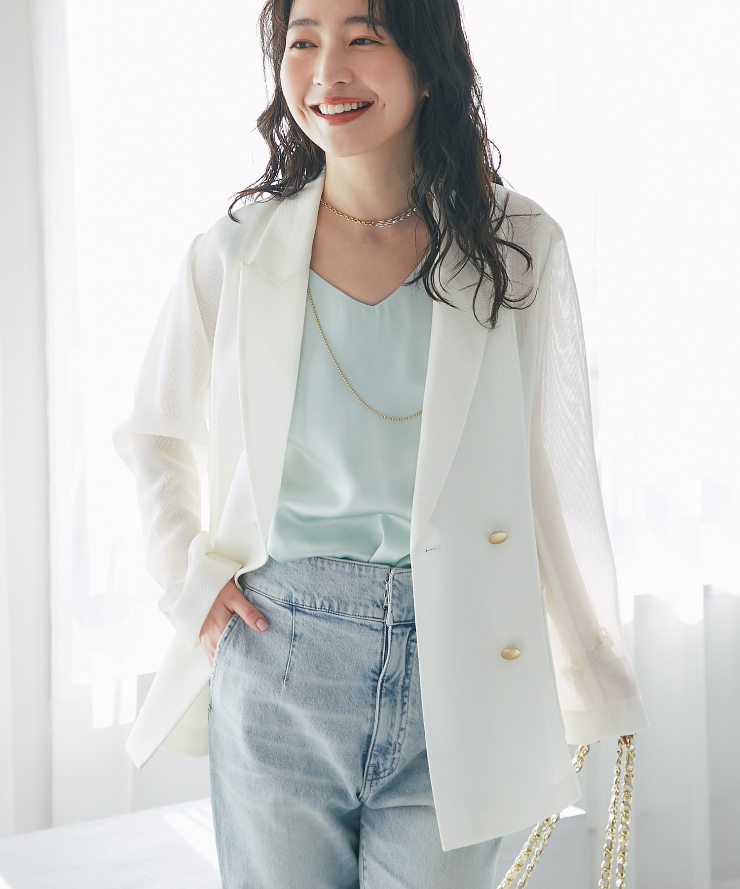 【ラブティックボンボン/La boutique BonBon】の【新色オフホワイト・ライトグレー登場!】メッシュメタルボタンライトジャケット インテリア・キッズ・メンズ・レディースファッション・服の通販 founy(ファニー) 　ファッション　Fashion　レディースファッション　Fashion for Women　アウター　Coat / Outerwear Collection　レディースジャケット・軽アウター　Jackets　おすすめ　Recommended / Our Picks　サテン　Satin, Glossy Fabric　ジャケット　Jacket, Outerwear　タンク　Tank Top, Sleeveless Top　デニム　Denim, Jeans Material　トレンド　Trend, Trending Now　メッシュ　Mesh, Net Fabric　エレガント 上品　Elegant　人気　Popular, Best Seller　羽織　Haori, Light Jacket　オフホワイト|ID: prp329100004868392 ipo3291000000036274435