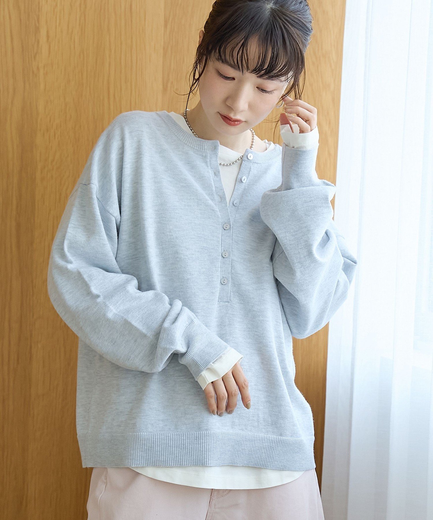 【コーエン/COEN】の【セットアイテム】2wayヘンリーネックニットセット インテリア・キッズ・メンズ・レディースファッション・服の通販 founy(ファニー) 　ファッション　Fashion　レディースファッション　Fashion for Women　トップス・カットソー　Cut & Sew Tops　ニット　Knit Tops & Sweaters　インナー　Innerwear　スウェット / スエット　Sweatshirt, Sweatwear　トレンド　Trend, Trending Now　リラックス　Relax, Relaxed Fit　ロング　Long, Long-Length　おすすめ　Recommended / Our Picks　2026年　2026　LT.GRAY|ID: prp329100004868399 ipo3291000000036274624