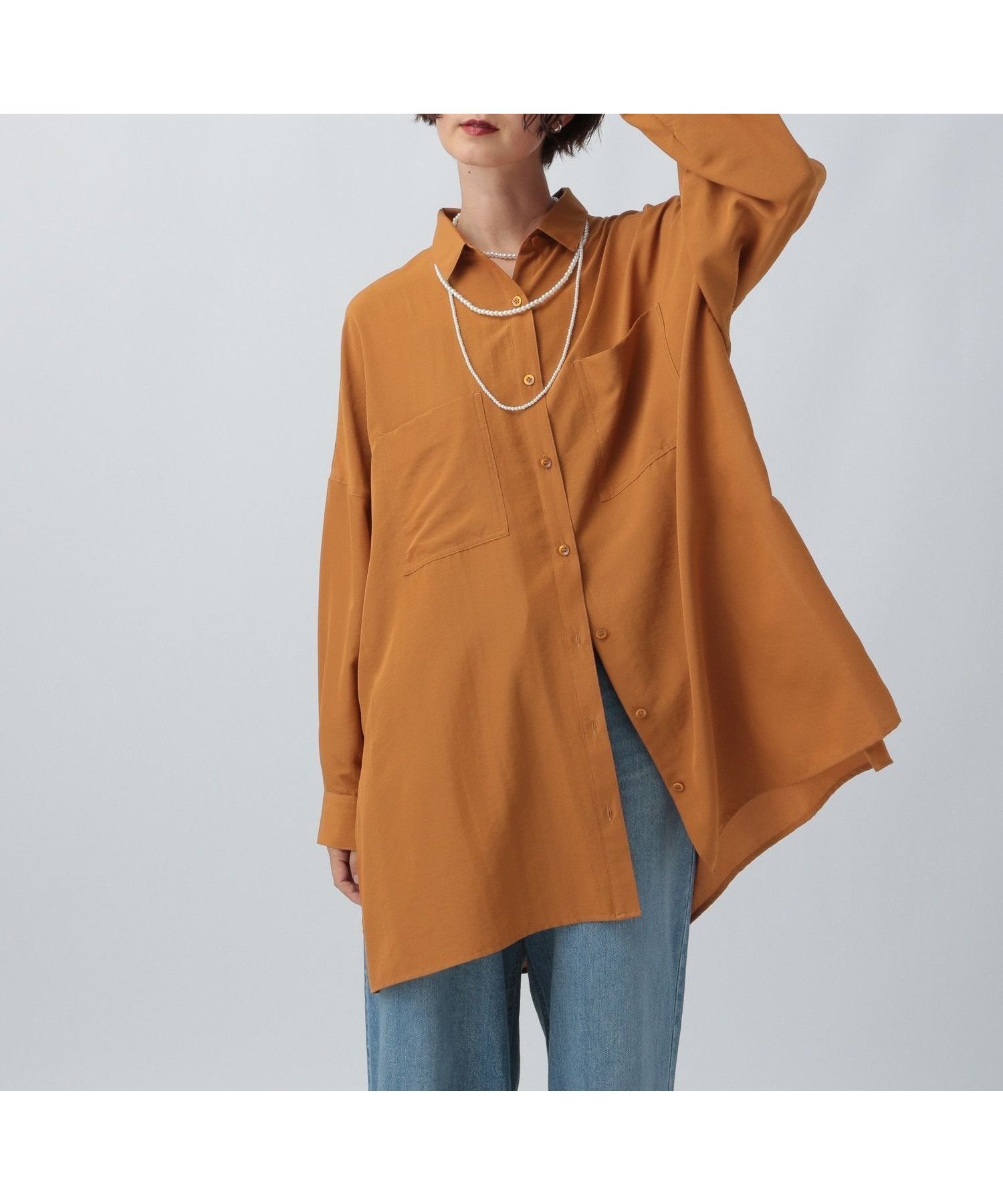 【レプシィム ローリーズファーム/LEPSIM LOWRYS FARM】のサラキレポンチョ長袖シャツチュニック インテリア・キッズ・メンズ・レディースファッション・服の通販 founy(ファニー) 　ファッション　Fashion　レディースファッション　Fashion for Women　アウター　Coat / Outerwear Collection　ポンチョ・ケープコート　Ponchos & Capes　トップス・カットソー　Cut & Sew Tops　シャツ・ブラウス・オフィスカジュアル　Elegant Blouses & Button-Ups　ギャザー　Gathered, Ruffled　シンプル　Simple, Minimal　チュニック　Tunic, Long Top　定番　Standard, Basic Item　長袖　Long Sleeve, Full Sleeve　ダークオレンジ46|ID: prp329100004868403 ipo3291000000036274740