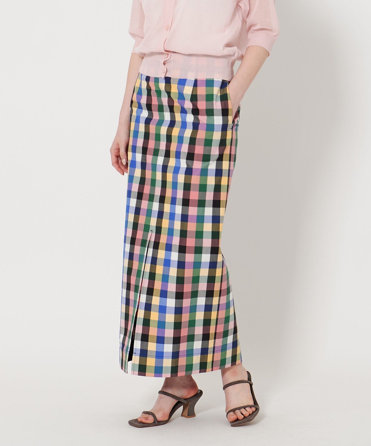 【ユナイテッドアローズ/UNITED ARROWS】のチェック タイトマキシ スカート 人気、トレンドファッション・服の通販 founy(ファニー) 　ファッション　Fashion　レディースファッション　Fashion for Women　スカート　Skirts　イエロー　Yellow　オレンジ　Orange　シンプル　Simple, Minimal　セットアップ　Set-Up, Coordinated Outfit　チェック　Check, Plaid, Tartan　ブロック　Block, Solid Block Pattern　別注　Limited Edition, Custom Order　モダン　Modern, Contemporary　アウトレット　Outlet / Clearance　おすすめ　Recommended / Our Picks　 other-1|ID: prp329100004868418 ipo3291000000036275206