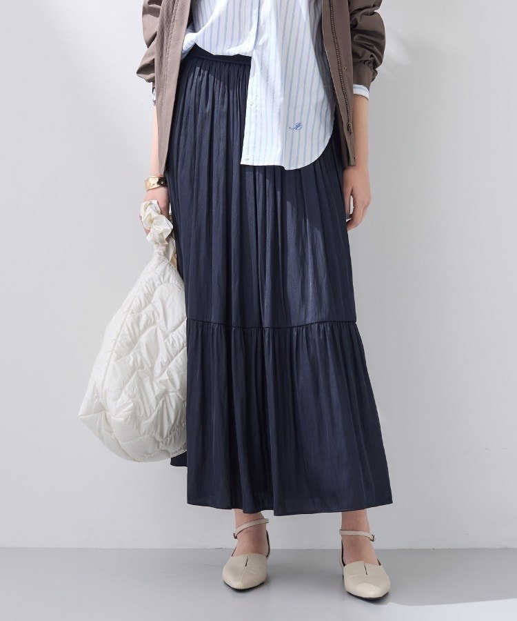 【インディヴィ/INDIVI】の【洗える/丈調整可能】ギャザーフレアスカート 人気、トレンドファッション・服の通販 founy(ファニー) 　ファッション　Fashion　レディースファッション　Fashion for Women　スカート　Skirts　Aライン・フレアスカート　A-Line & Flared Skirts　おすすめ　Recommended / Our Picks　サテン　Satin, Glossy Fabric　ジャケット　Jacket, Outerwear　スマート　Smart, Elegant　ポケット　Pocket, Pocket Detail　エレガント 上品　Elegant　洗える　Machine Washable　 other-1|ID: prp329100004868420 ipo3291000000036275226