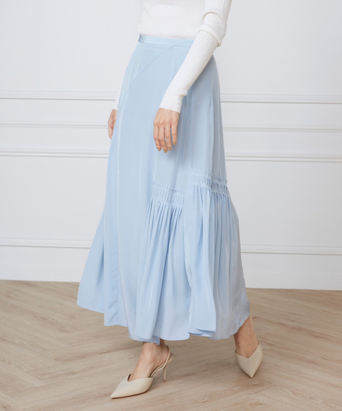 【イネド/INED】のアシメトリースカート《la veille by SUPERIOR CLOSET》 インテリア・キッズ・メンズ・レディースファッション・服の通販 founy(ファニー) 　ファッション　Fashion　レディースファッション　Fashion for Women　スカート　Skirts　おすすめ　Recommended / Our Picks　アシンメトリー　Asymmetrical Style　シンプル　Simple, Minimal　ランダム　Random, Irregular　サックス|ID: prp329100004868428 ipo3291000000036275369