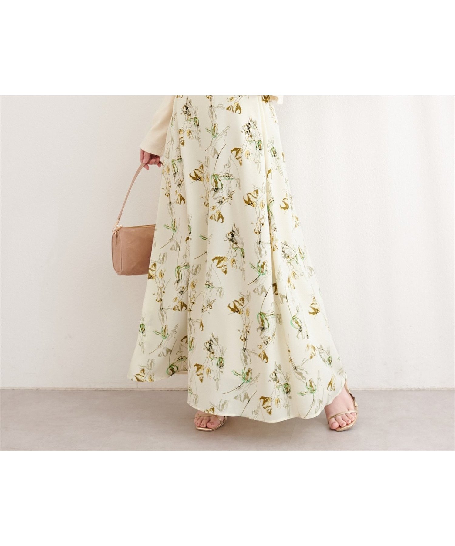 【ナチュラルクチュール/natural couture】のアートフラワーハイウエストフレアスカート インテリア・キッズ・メンズ・レディースファッション・服の通販 founy(ファニー) 　ファッション　Fashion　レディースファッション　Fashion for Women　スカート　Skirts　Aライン・フレアスカート　A-Line & Flared Skirts　春　Spring　カーディガン　Cardigan, Knitwear　シューズ　Shoes, Footwear　とろみ　Fluid, Flowy Fabric　なめらか　Smooth, Silky Texture　フェミニン　Feminine, Girly　フラワー　Flower, Floral　フレア　Flare, Flared　再入荷　Restock / Back in Stock　2026年　2026　イエロー系その他|ID: prp329100004868431 ipo3291000000036275422