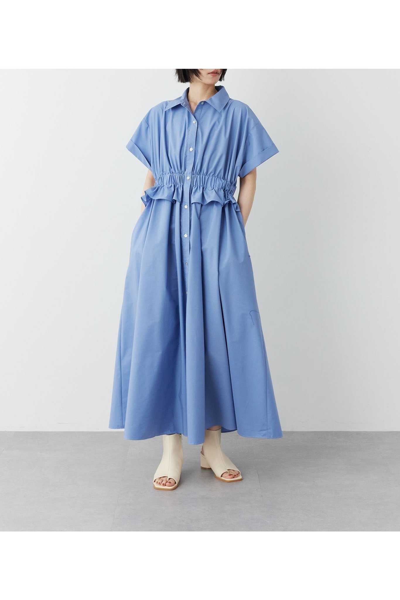 【リミュウ/Limue】のタックギャザーワンピース インテリア・キッズ・メンズ・レディースファッション・服の通販 founy(ファニー) 　ファッション　Fashion　レディースファッション　Fashion for Women　ワンピース　Dresses　おすすめ　Recommended / Our Picks　インナーキャミ　Inner Camisole　ギャザー　Gathered, Ruffled　ショルダー　Shoulder, Shoulder Strap　スタイリッシュ　Stylish, Fashionable　ドロップ　Drop Shoulder, Dropped Style　ボトム　Bottoms, Lower Wear　ロング　Long, Long-Length　羽織　Haori, Light Jacket　サックス|ID: prp329100004868434 ipo3291000000036275503