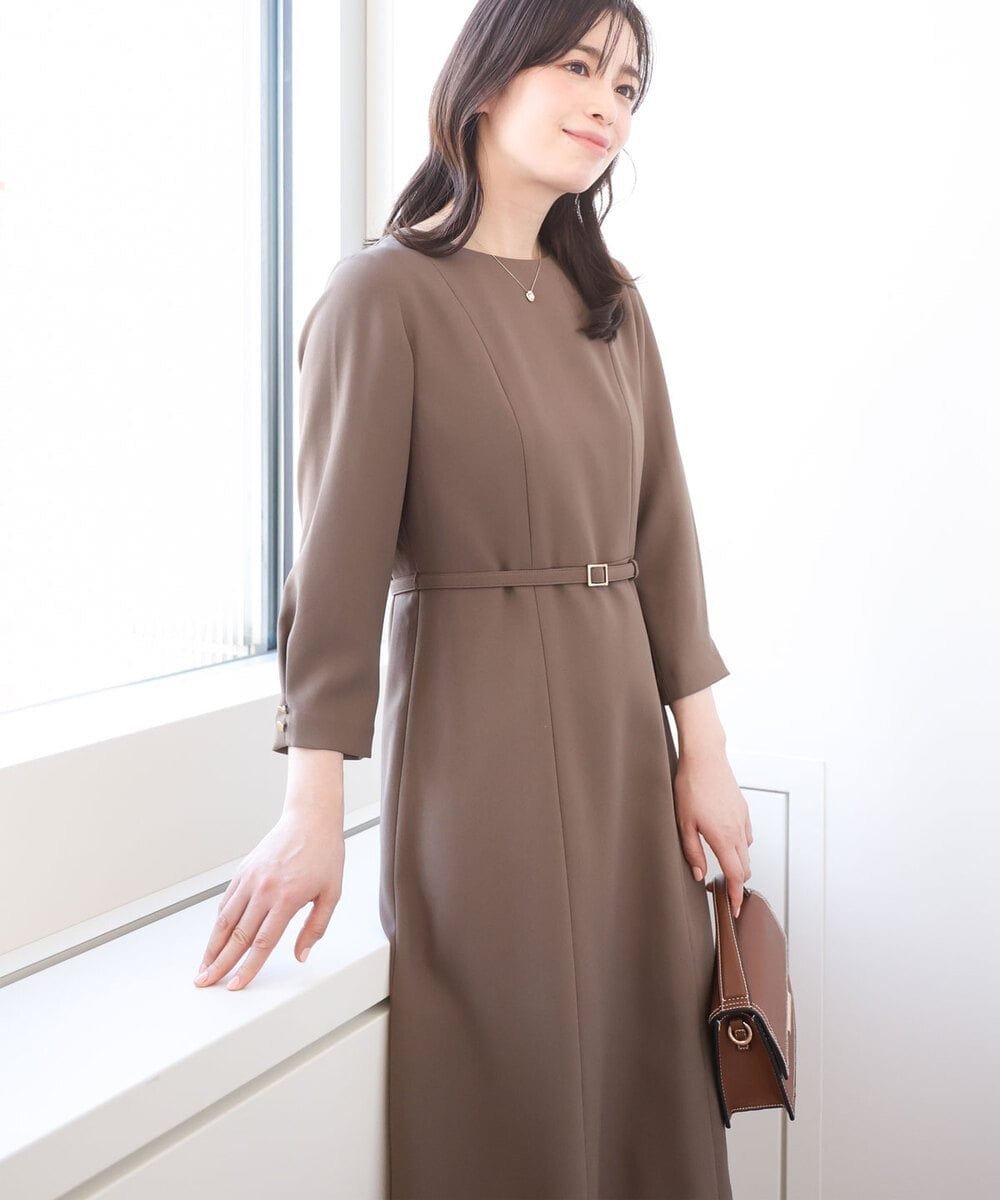 【オフオン/ofuon】のセットアップ対応 ベルト付きタックワンピース/洗える/WEB限定サイズあり インテリア・キッズ・メンズ・レディースファッション・服の通販 founy(ファニー) 　ファッション　Fashion　レディースファッション　Fashion for Women　ワンピース　Dresses　ベルト&ウエストマーク　Belts & Waist Accessories　ジャケット　Jacket, Outerwear　スーツ　Suit, Formalwear　セットアップ　Set-Up, Coordinated Outfit　エレガント 上品　Elegant　冬　Winter / This Winter　夏　Summer　春　Spring　洗える　Machine Washable　秋　Autumn　A/W・秋冬　Autumn/Winter　モカ|ID: prp329100004868438 ipo3291000000036275642