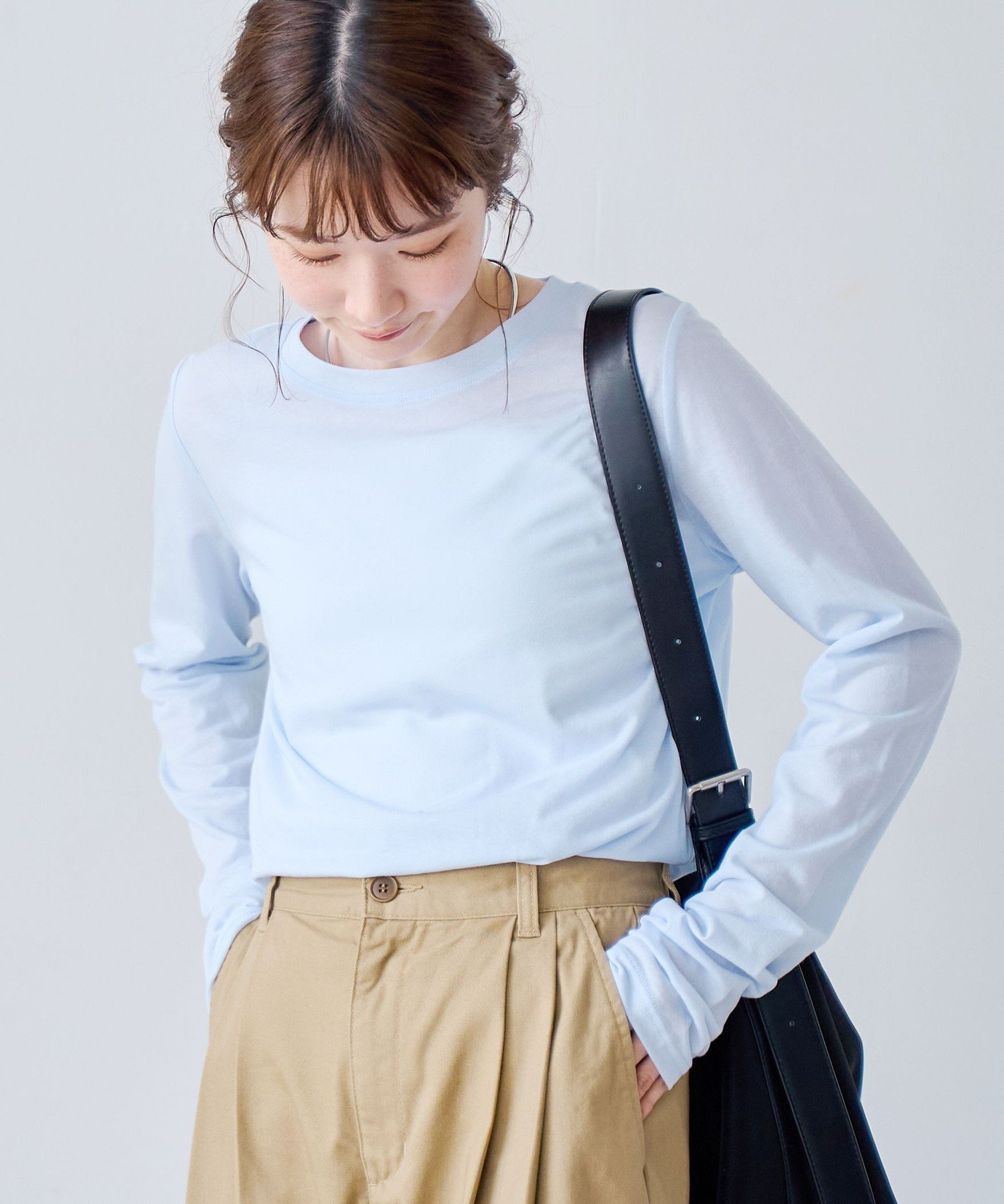 【コーエン/COEN】の【再入荷・新色登場】コットンナイロンシアークルーロンT(インフルエンサー紹介アイテム) インテリア・キッズ・メンズ・レディースファッション・服の通販 founy(ファニー) 　ファッション　Fashion　レディースファッション　Fashion for Women　トップス・カットソー　Cut & Sew Tops　ロングTシャツ・Tシャツ　Longline T-Shirts & Tees　今季　This Season, Current Season　シアー　Sheer, See-Through　シンプル　Simple, Minimal　バランス　Balance, Style Balance　再入荷　Restock / Back in Stock　おすすめ　Recommended / Our Picks　2026年　2026　LT.BLUE|ID: prp329100004868978 ipo3291000000036282626