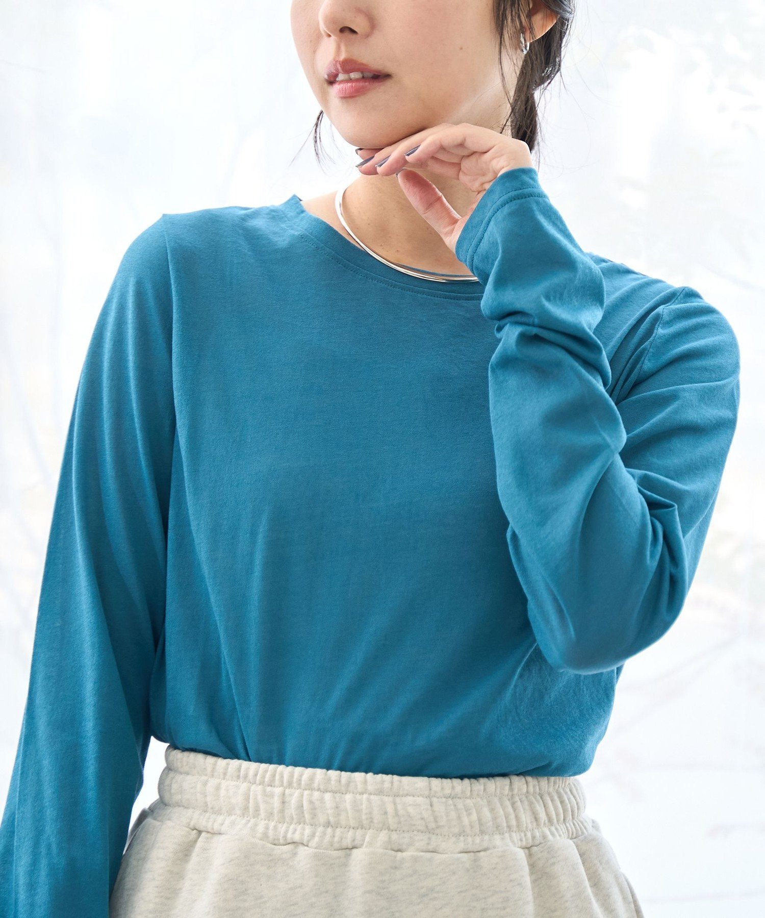 【コーエン/COEN】の【再入荷・新色登場】コットンナイロンシアークルーロンT(インフルエンサー紹介アイテム) インテリア・キッズ・メンズ・レディースファッション・服の通販 founy(ファニー) 　ファッション　Fashion　レディースファッション　Fashion for Women　トップス・カットソー　Cut & Sew Tops　ロングTシャツ・Tシャツ　Longline T-Shirts & Tees　今季　This Season, Current Season　シアー　Sheer, See-Through　シンプル　Simple, Minimal　バランス　Balance, Style Balance　再入荷　Restock / Back in Stock　おすすめ　Recommended / Our Picks　2026年　2026　TURQUOISE|ID: prp329100004868978 ipo3291000000036282630