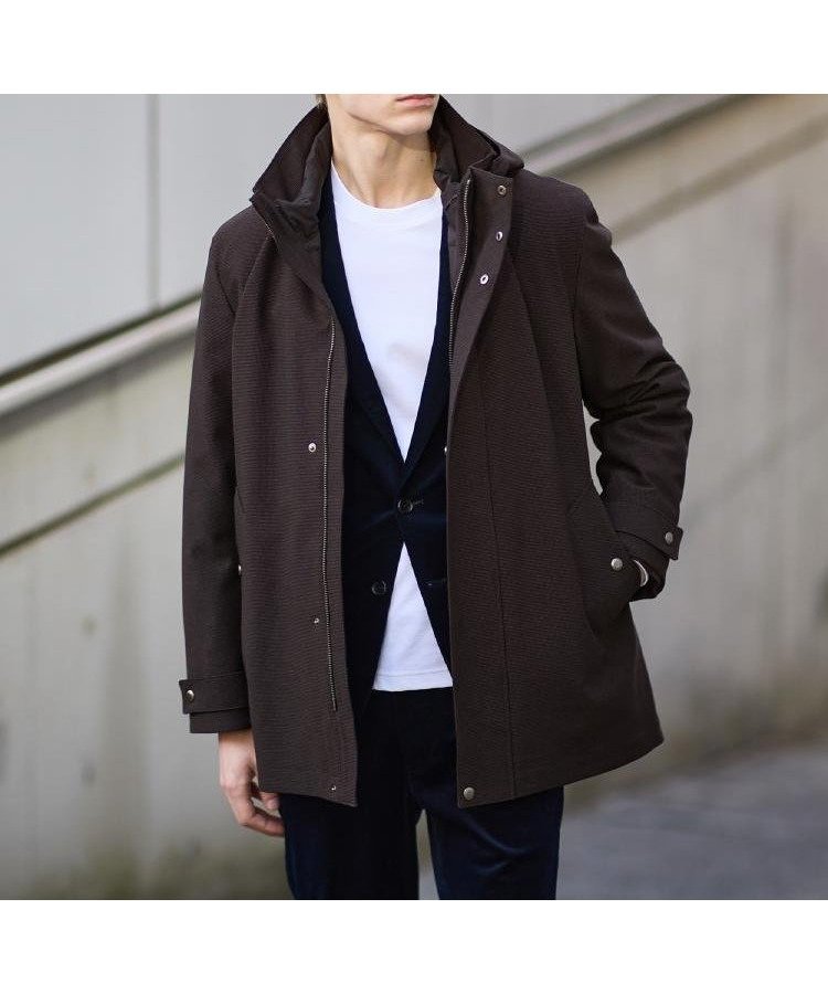 【タケオキクチ/TAKEO KIKUCHI / MEN】の【3WAY】ドビー ダウンライナー付ブルゾン インテリア・キッズ・メンズ・レディースファッション・服の通販 founy(ファニー) 　ファッション　Fashion　メンズファッション　Fashion for Men　ダウン　Down, Puffer　ブルゾン　Blouson, Bomber Jacket　ライナー　Liner, Inner Layer　ブラウン|ID: prp329100004869044 ipo3291000000036283357