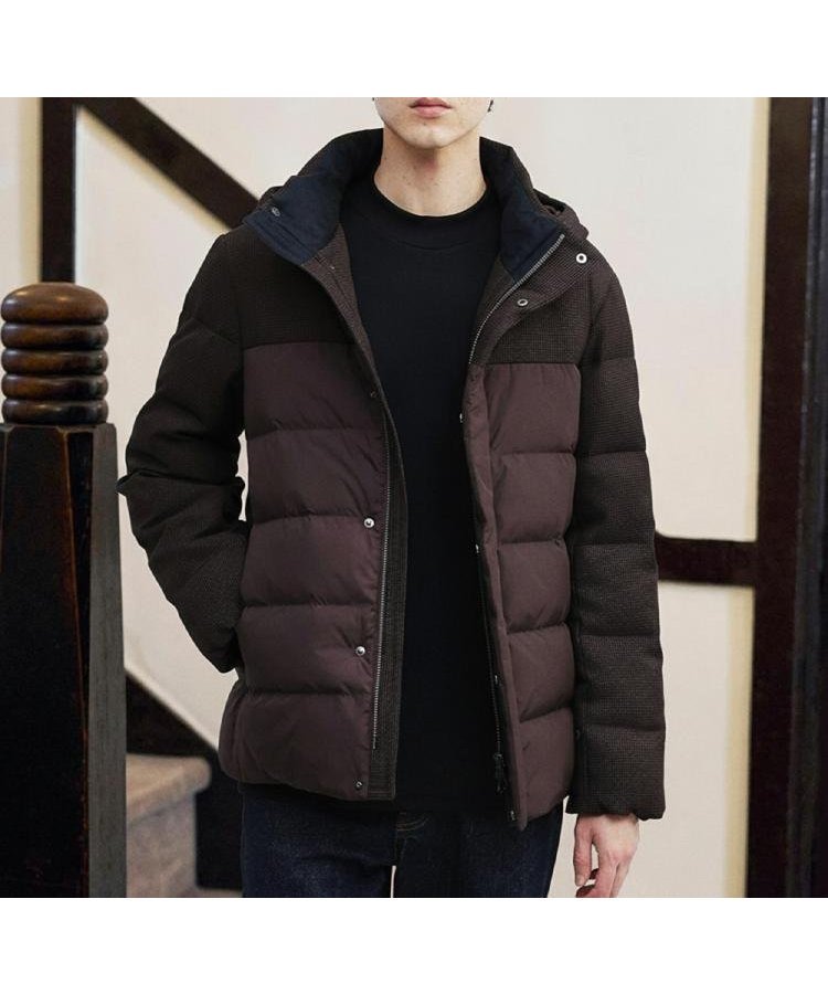 【タケオキクチ/TAKEO KIKUCHI / MEN】のカラーコンビ ダウンブルゾン インテリア・キッズ・メンズ・レディースファッション・服の通販 founy(ファニー) 　ファッション　Fashion　メンズファッション　Fashion for Men　インナー　Innerwear　コンビ　Combo, Combination Style　シンプル　Simple, Minimal　スマート　Smart, Elegant　スラックス　Slacks, Dress Pants　ダウン　Down, Puffer　デニム　Denim, Jeans Material　パターン　Pattern, Design Print　フォーマル　Formal, Dressy　ブルゾン　Blouson, Bomber Jacket　無地　Plain, Solid Color　冬　Winter / This Winter　おすすめ　Recommended / Our Picks　ブラウン|ID: prp329100004869046 ipo3291000000036283373